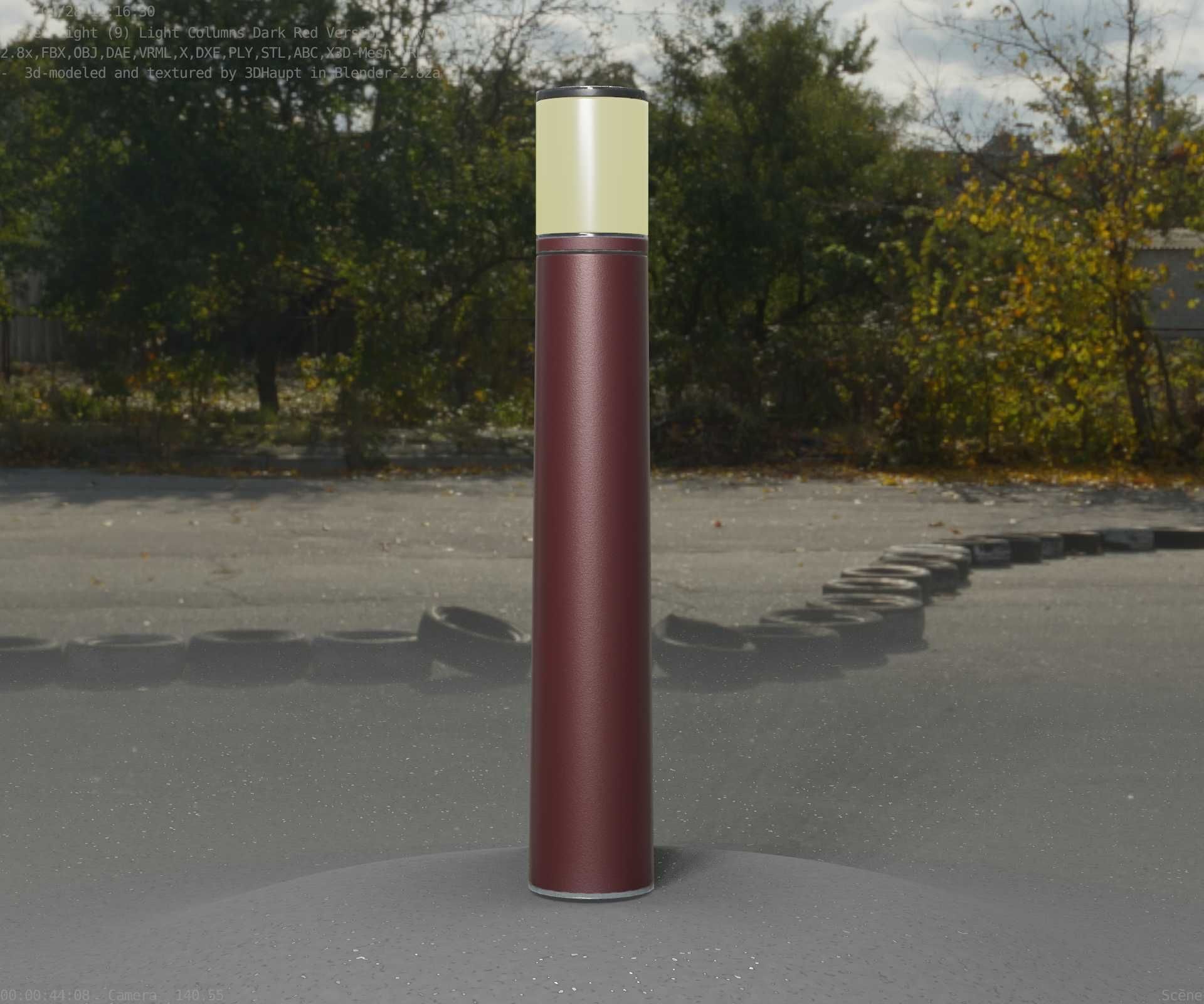 Dark Red Light-Column -11- Street-Light 9 Low-poly 3D model_64