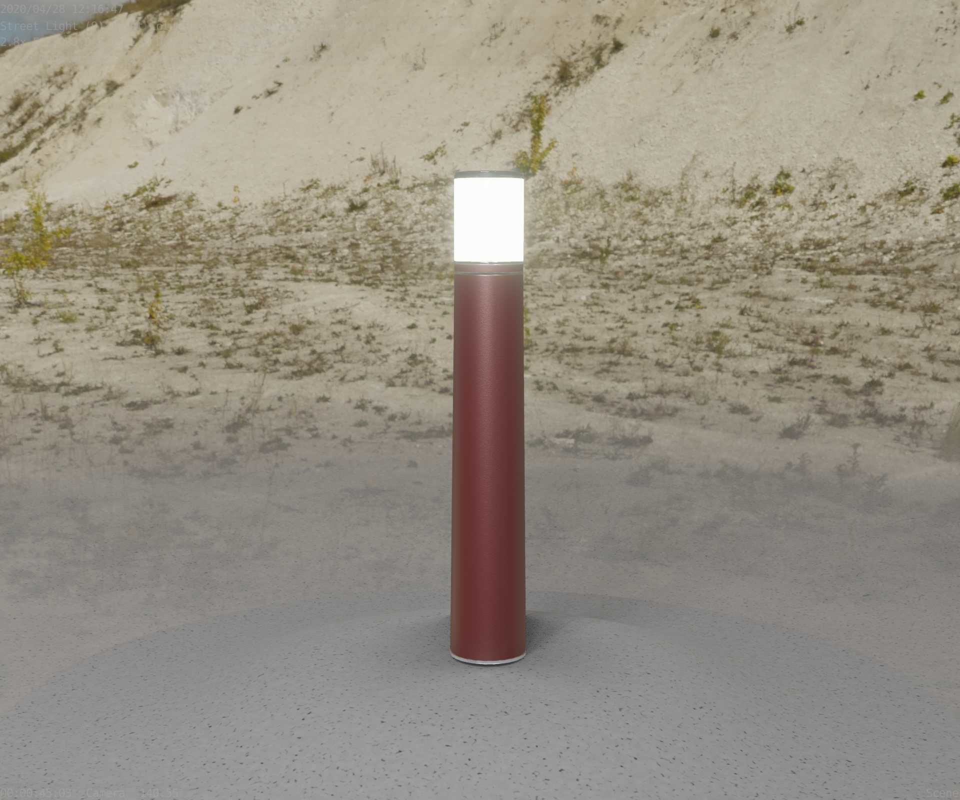 Dark Red Light-Column -11- Street-Light 9 Low-poly 3D model_83