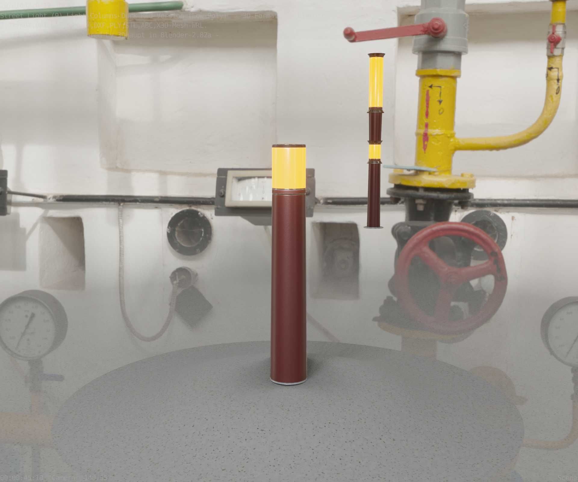 Dark Red Light-Column -11- Street-Light 9 Low-poly 3D model_90