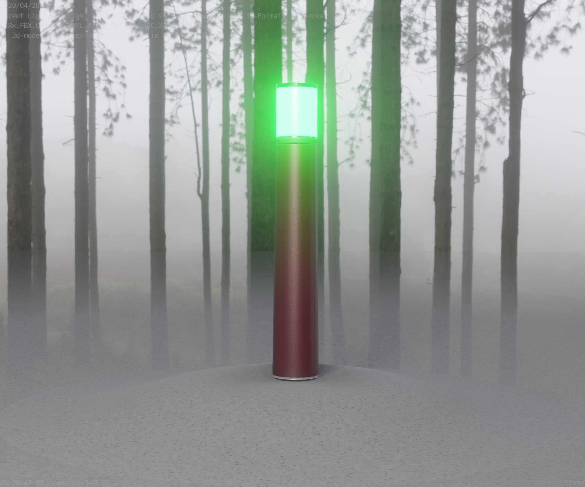 Dark Red Light-Column -11- Street-Light 9 Low-poly 3D model_17