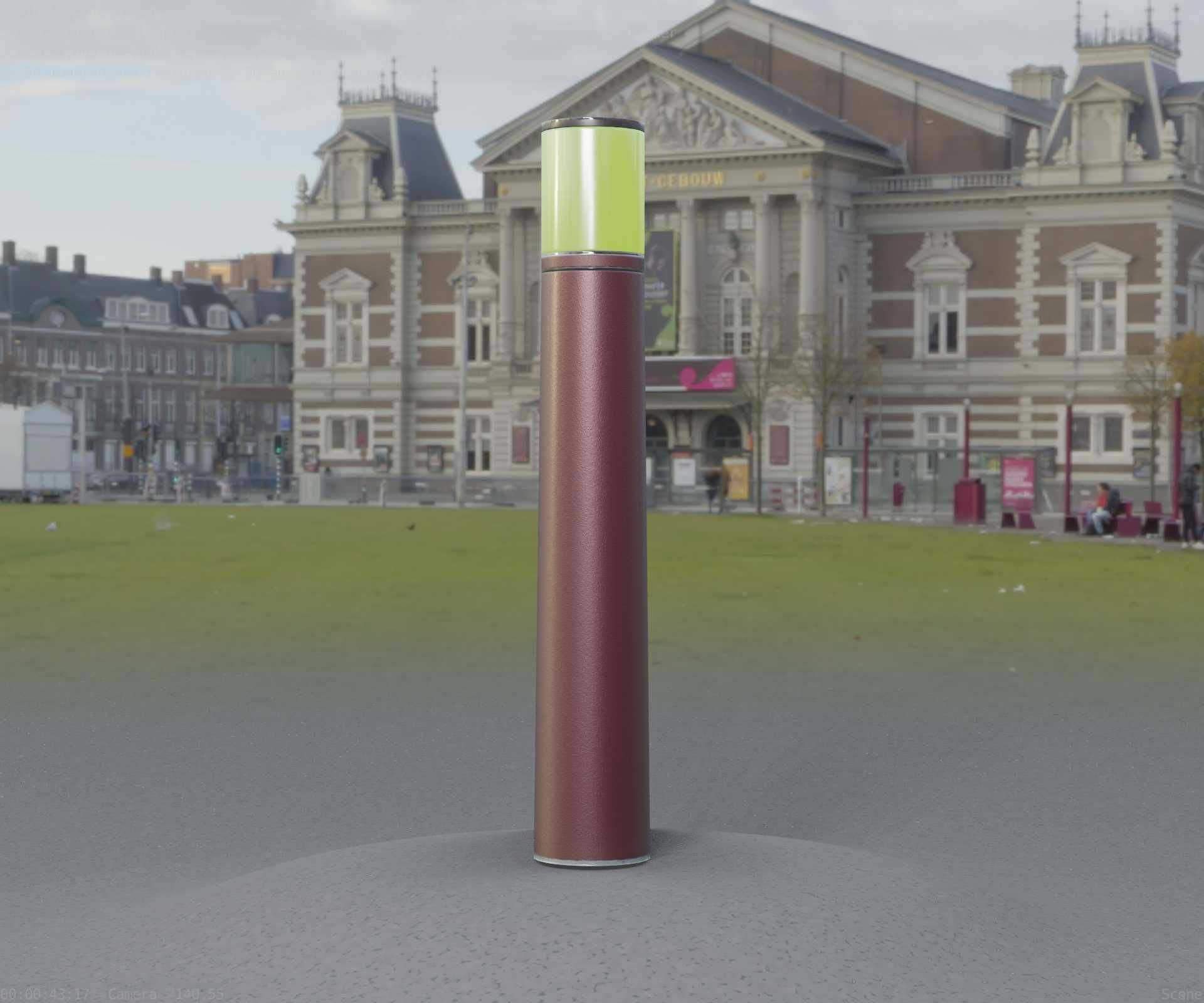Dark Red Light-Column -11- Street-Light 9 Low-poly 3D model_49