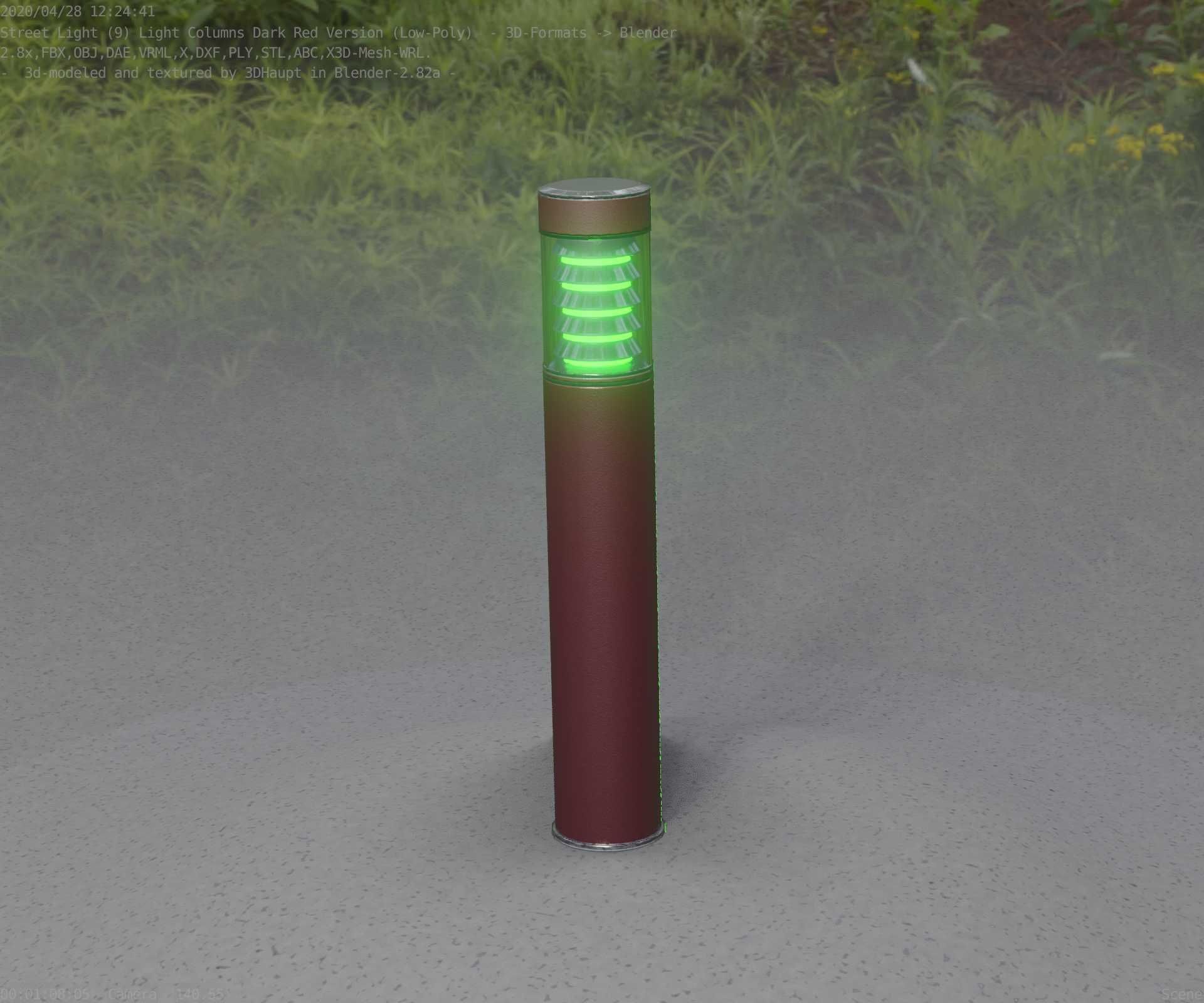 Dark Red Light-Column -17- Street-Light 9 Low-poly 3D model_37