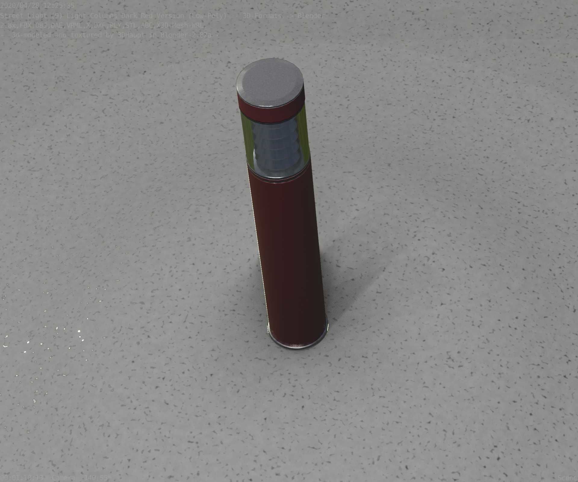Dark Red Light-Column -17- Street-Light 9 Low-poly 3D model_93