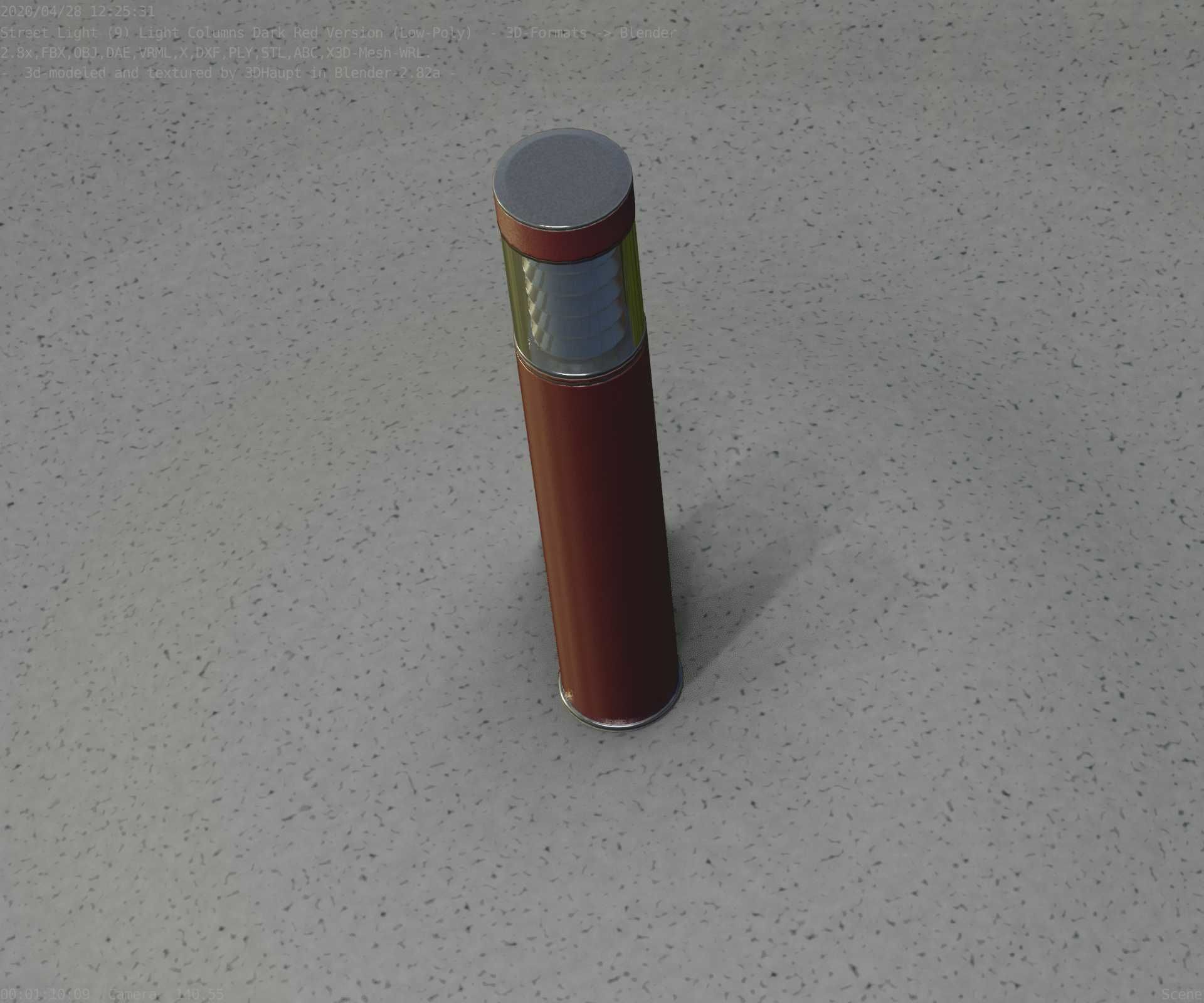 Dark Red Light-Column -17- Street-Light 9 Low-poly 3D model_89