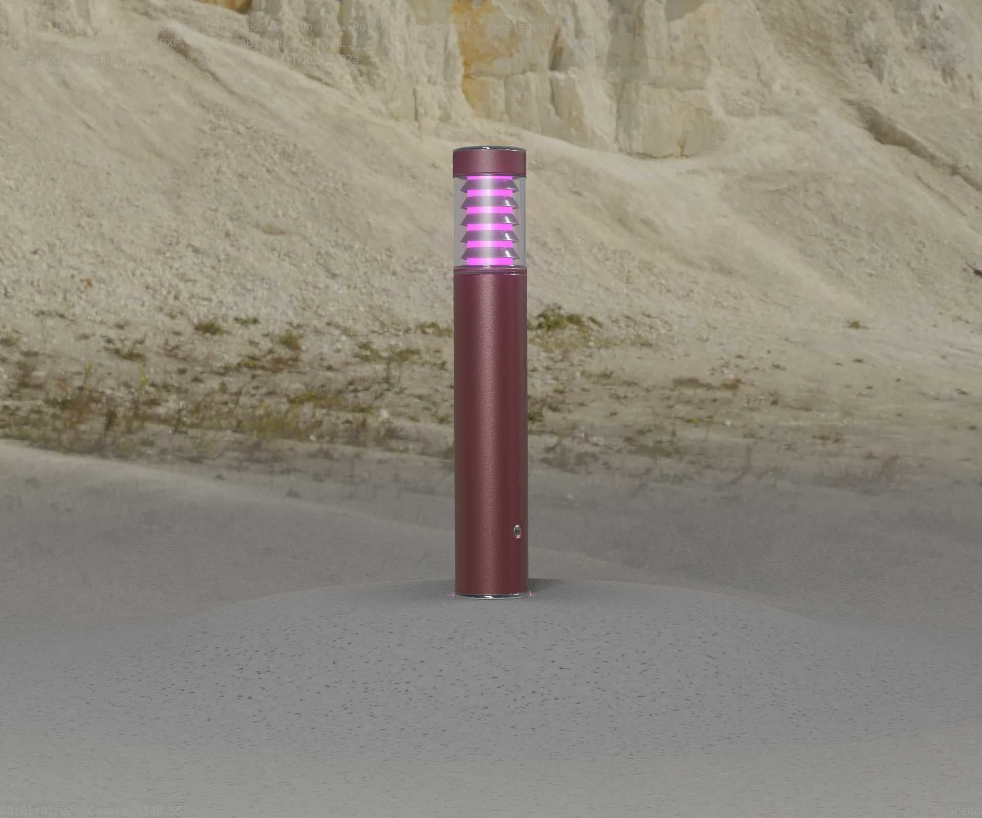Dark Red Light-Column -17- Street-Light 9 Low-poly 3D model_12