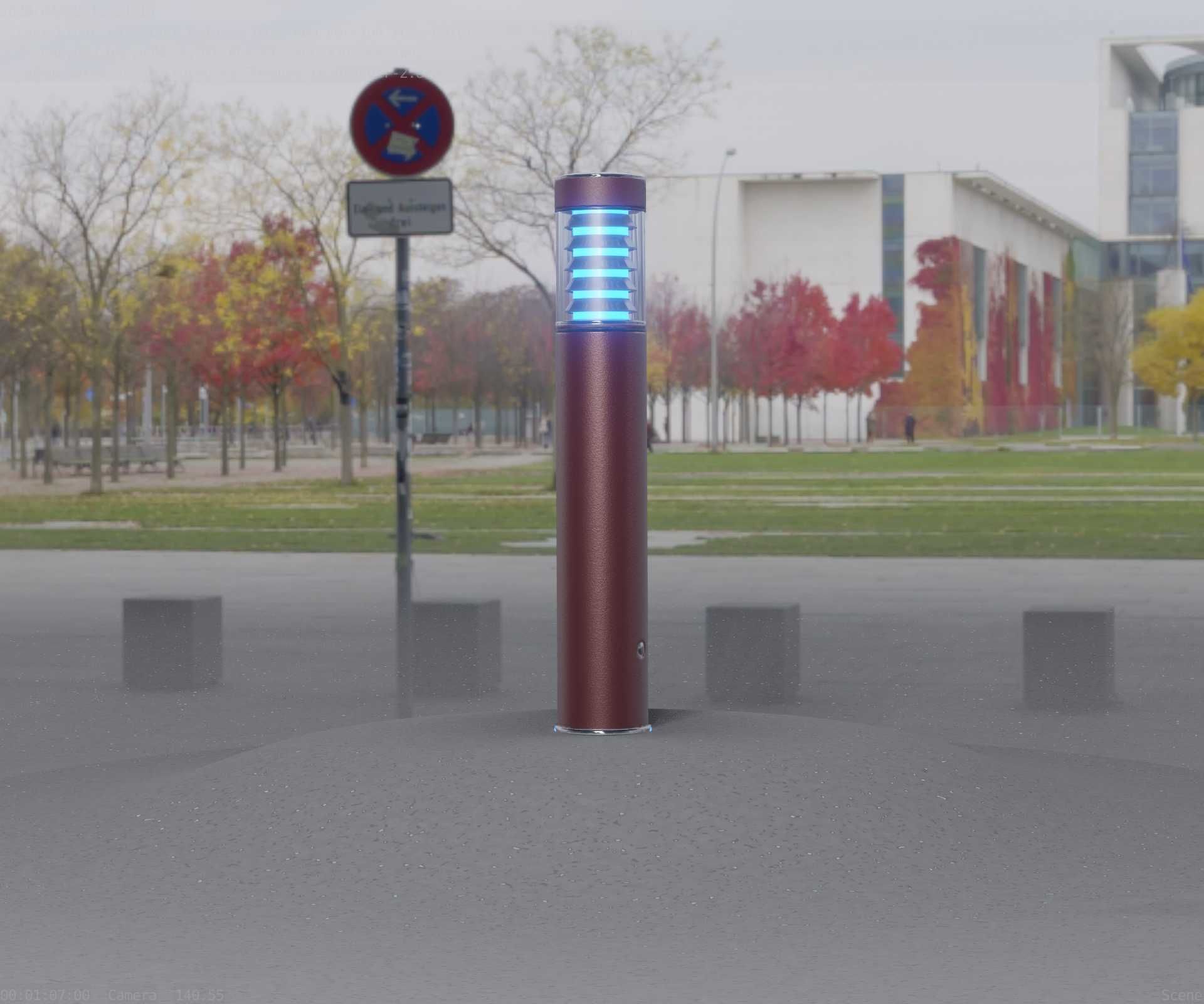 Dark Red Light-Column -17- Street-Light 9 Low-poly 3D model_10