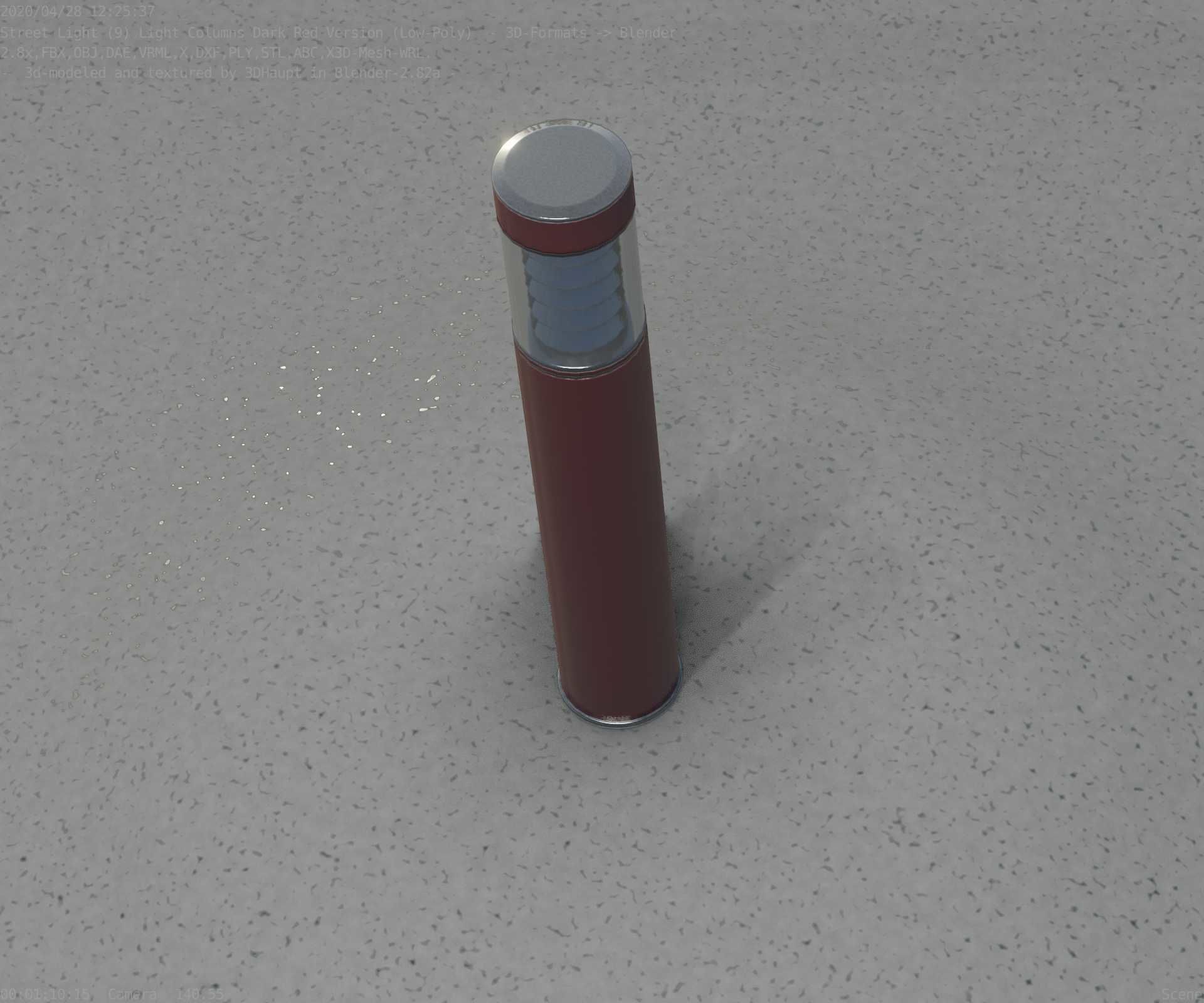 Dark Red Light-Column -17- Street-Light 9 Low-poly 3D model_95