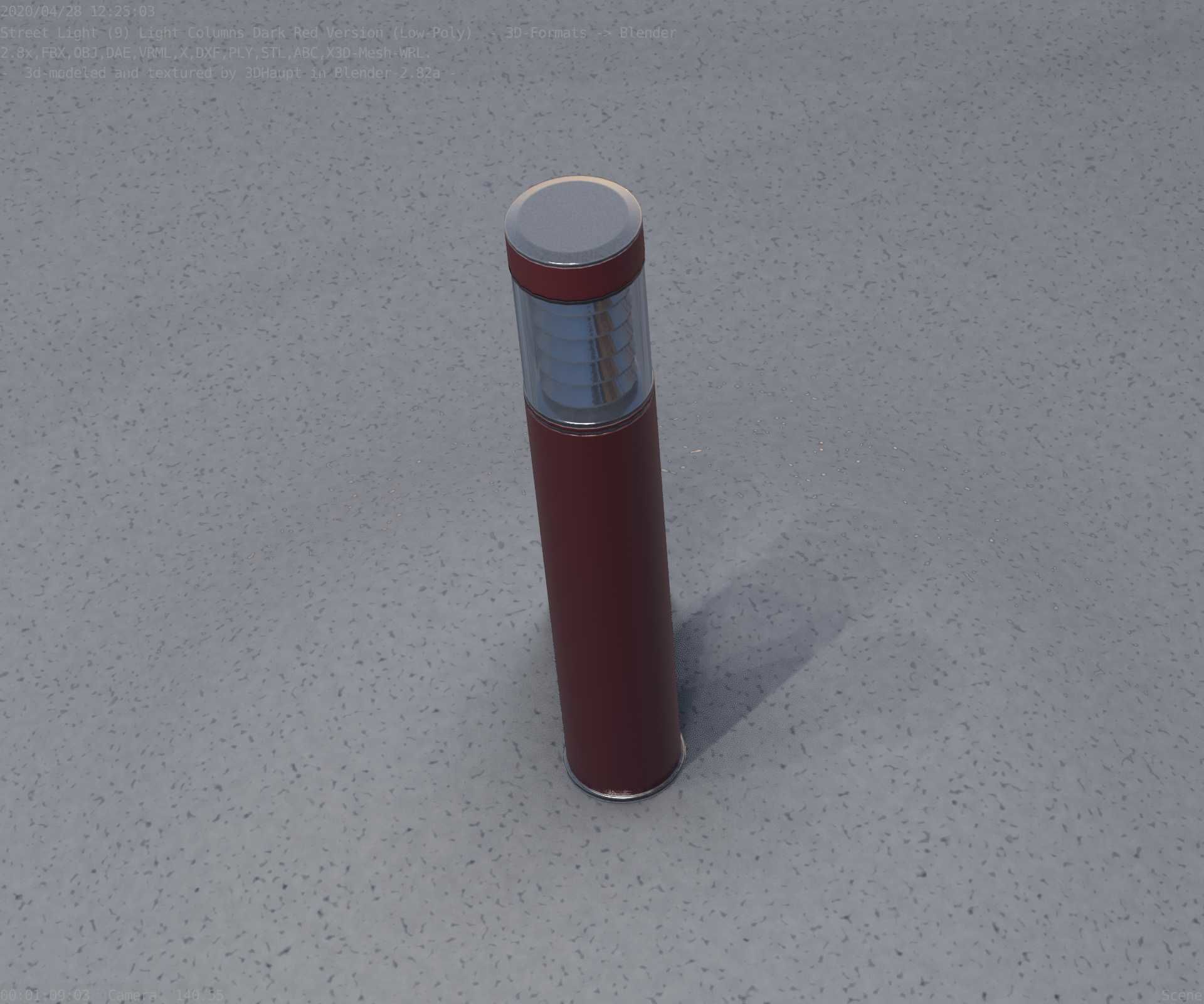 Dark Red Light-Column -17- Street-Light 9 Low-poly 3D model_59