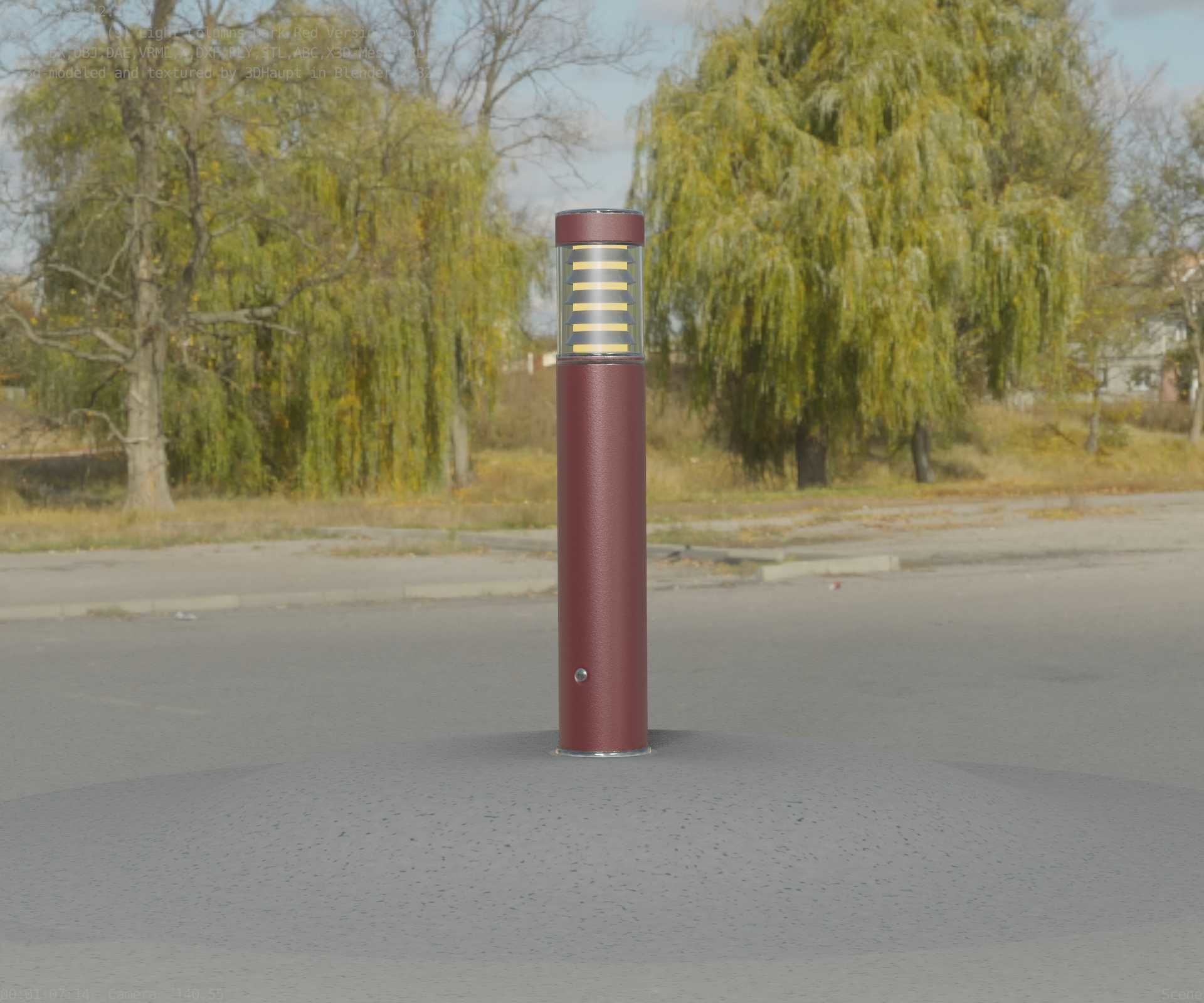 Dark Red Light-Column -17- Street-Light 9 Low-poly 3D model_22