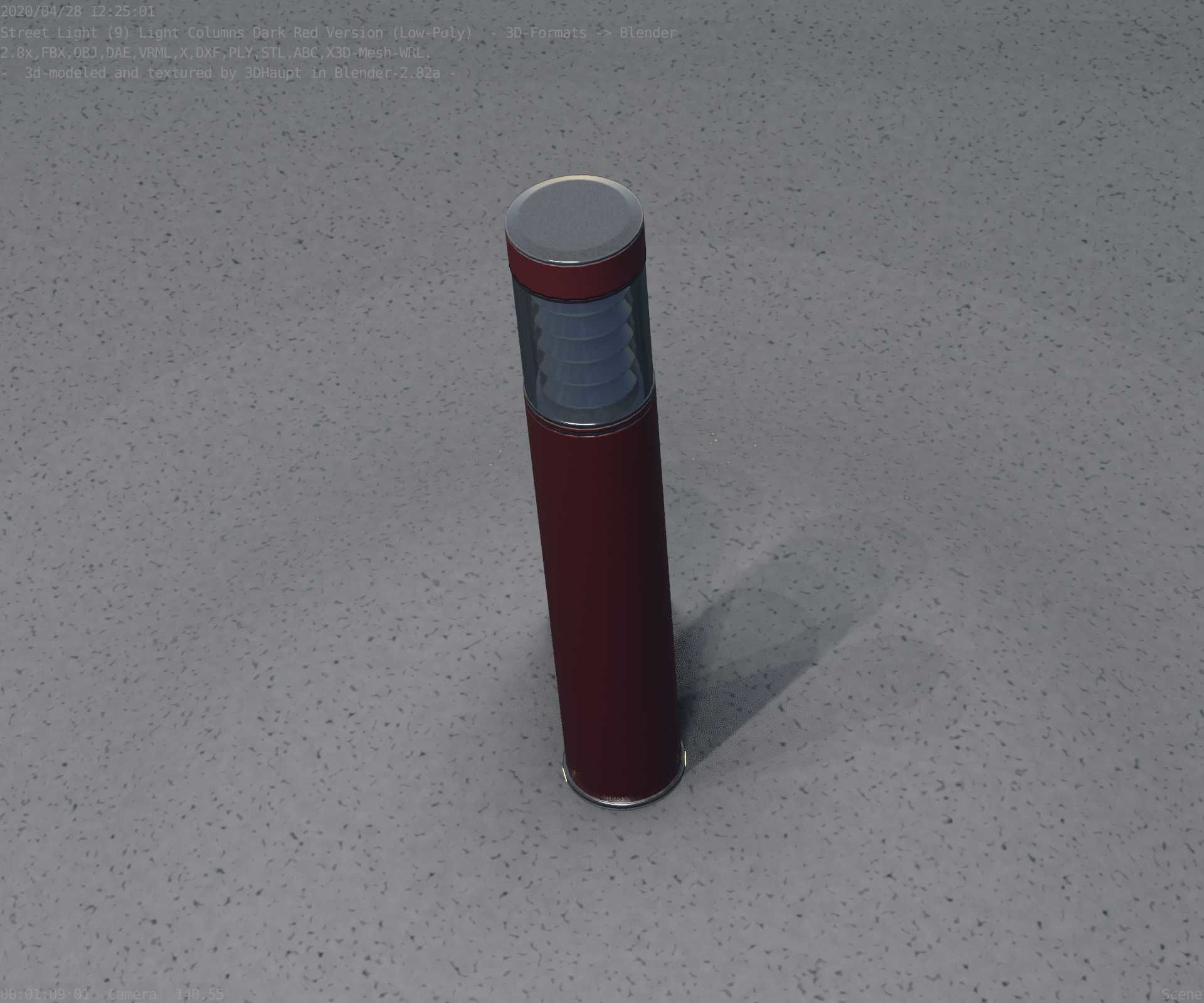 Dark Red Light-Column -17- Street-Light 9 Low-poly 3D model_57
