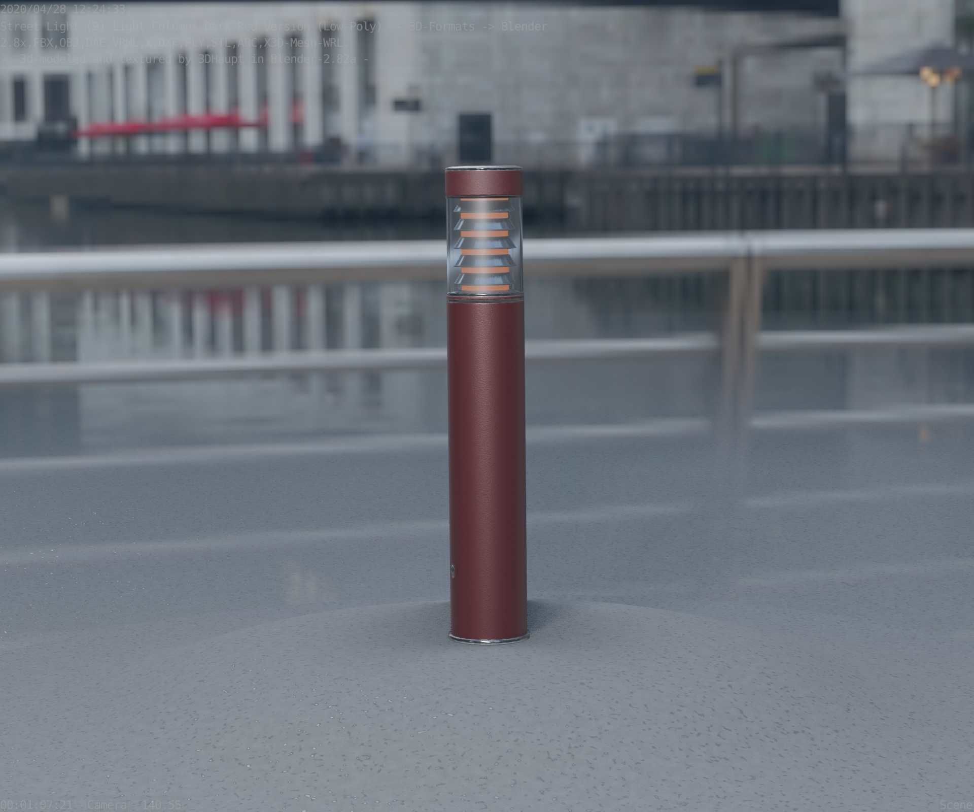 Dark Red Light-Column -17- Street-Light 9 Low-poly 3D model_29