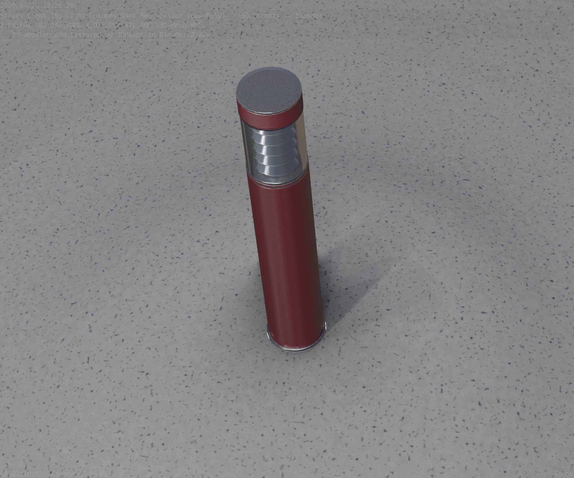 Dark Red Light-Column -17- Street-Light 9 Low-poly 3D model_83