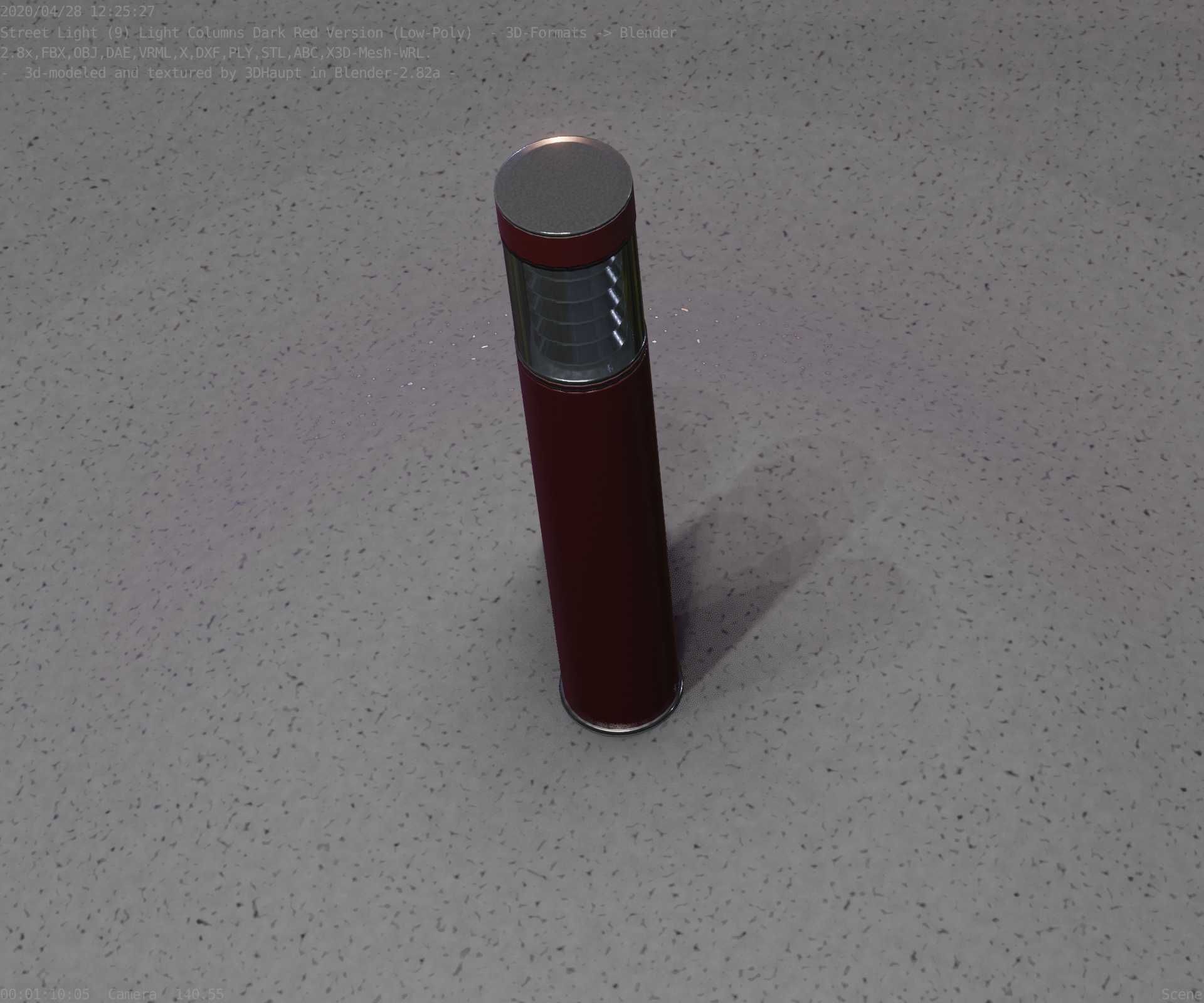 Dark Red Light-Column -17- Street-Light 9 Low-poly 3D model_85