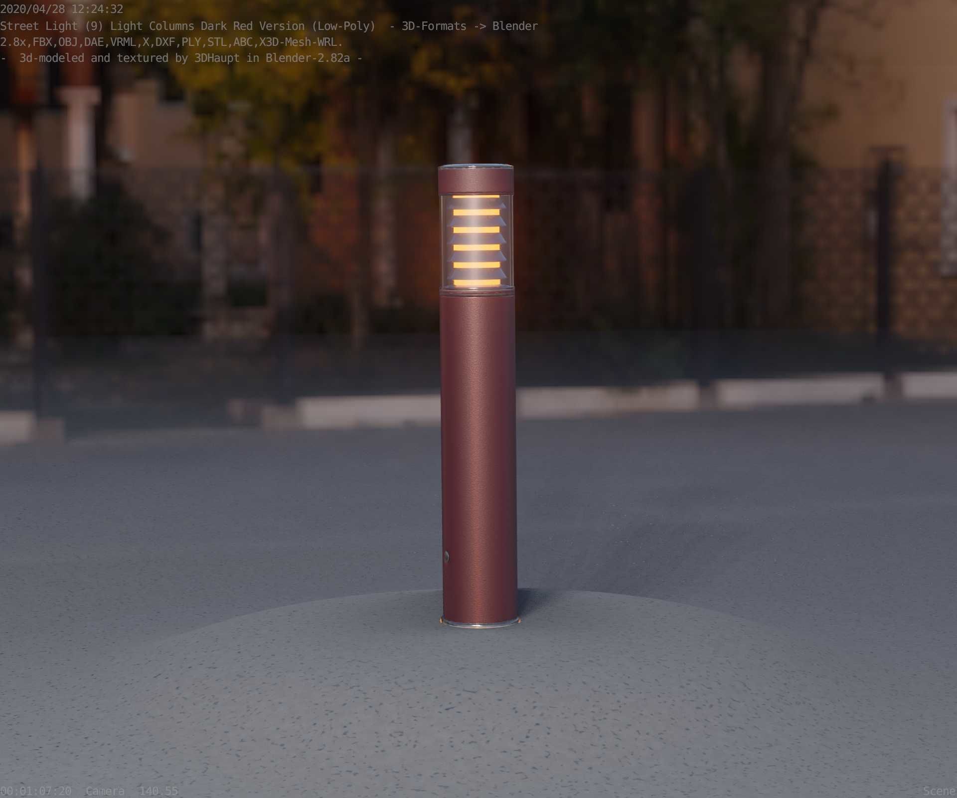 Dark Red Light-Column -17- Street-Light 9 Low-poly 3D model_28