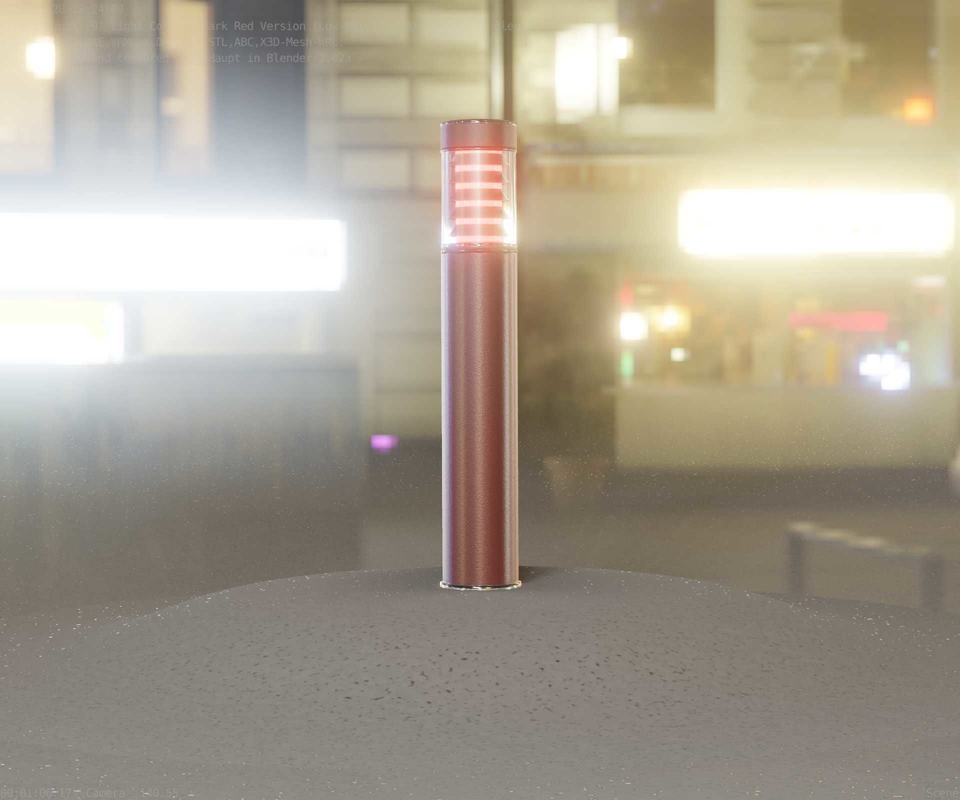 Dark Red Light-Column -17- Street-Light 9 Low-poly 3D model_1