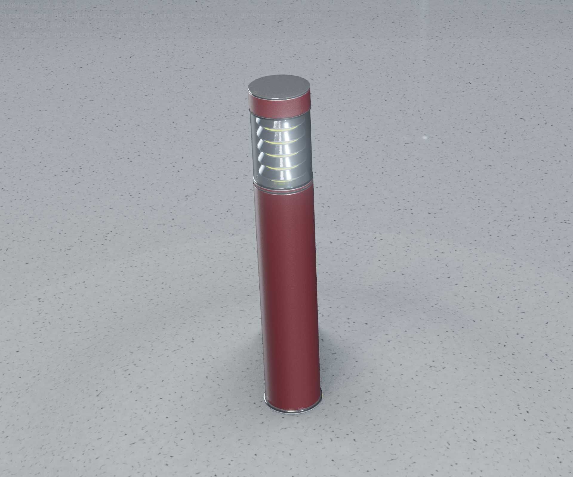 Dark Red Light-Column -17- Street-Light 9 Low-poly 3D model_45