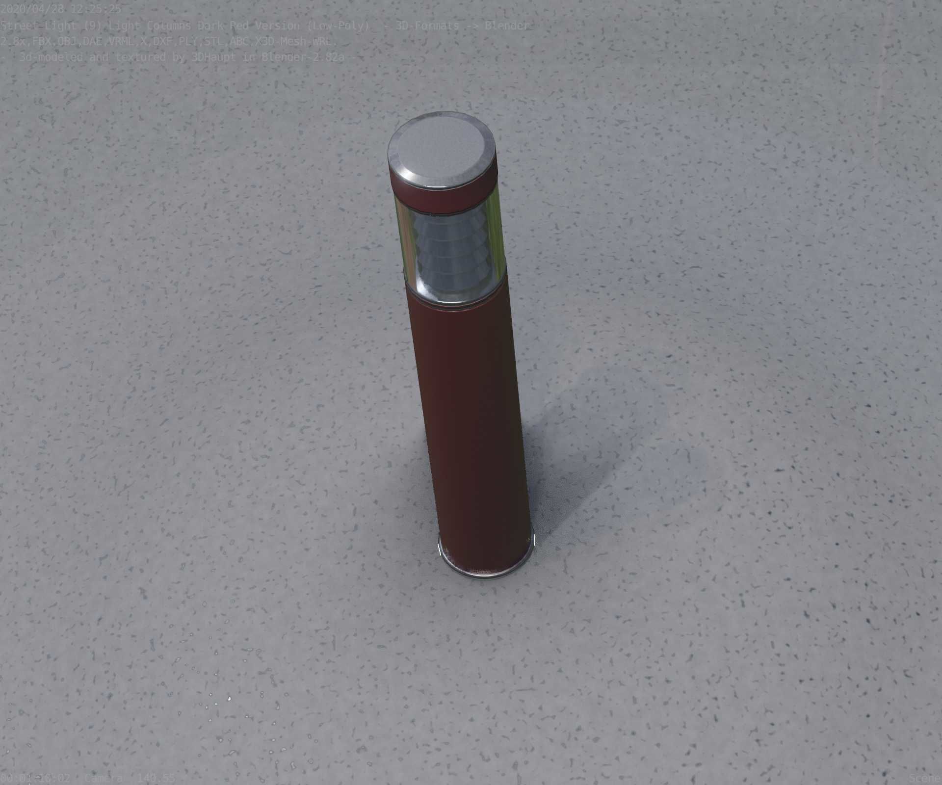 Dark Red Light-Column -17- Street-Light 9 Low-poly 3D model_82