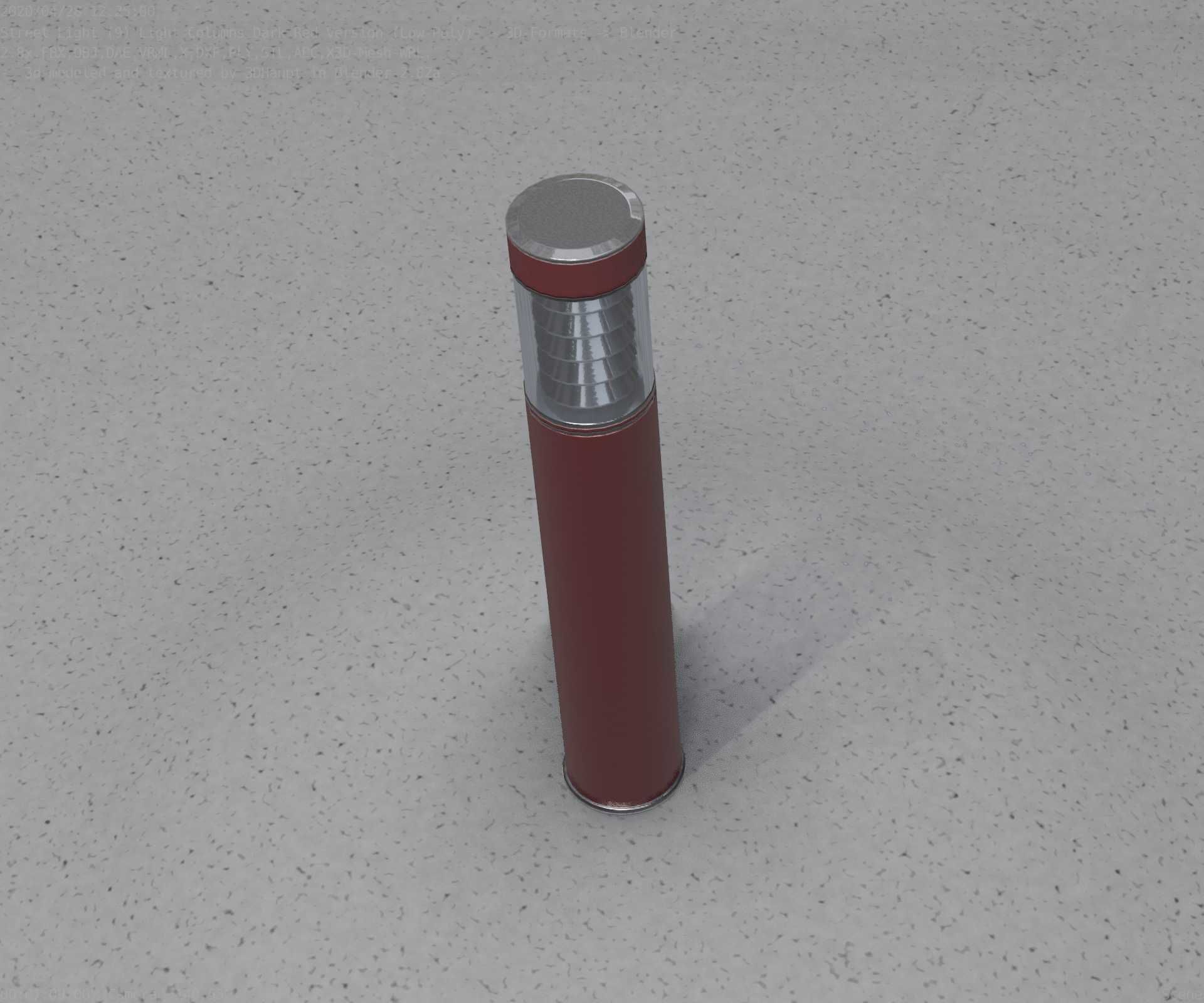 Dark Red Light-Column -17- Street-Light 9 Low-poly 3D model_56