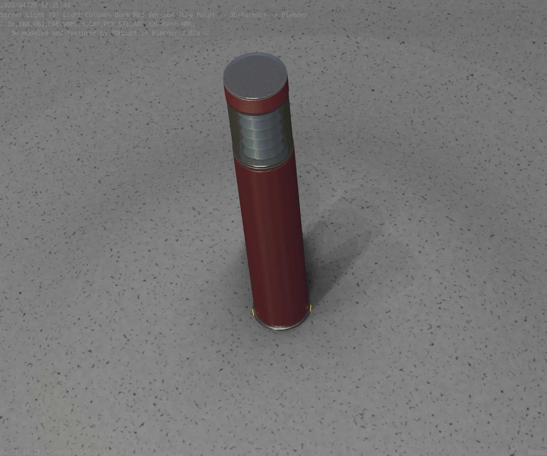 Dark Red Light-Column -17- Street-Light 9 Low-poly 3D model_98