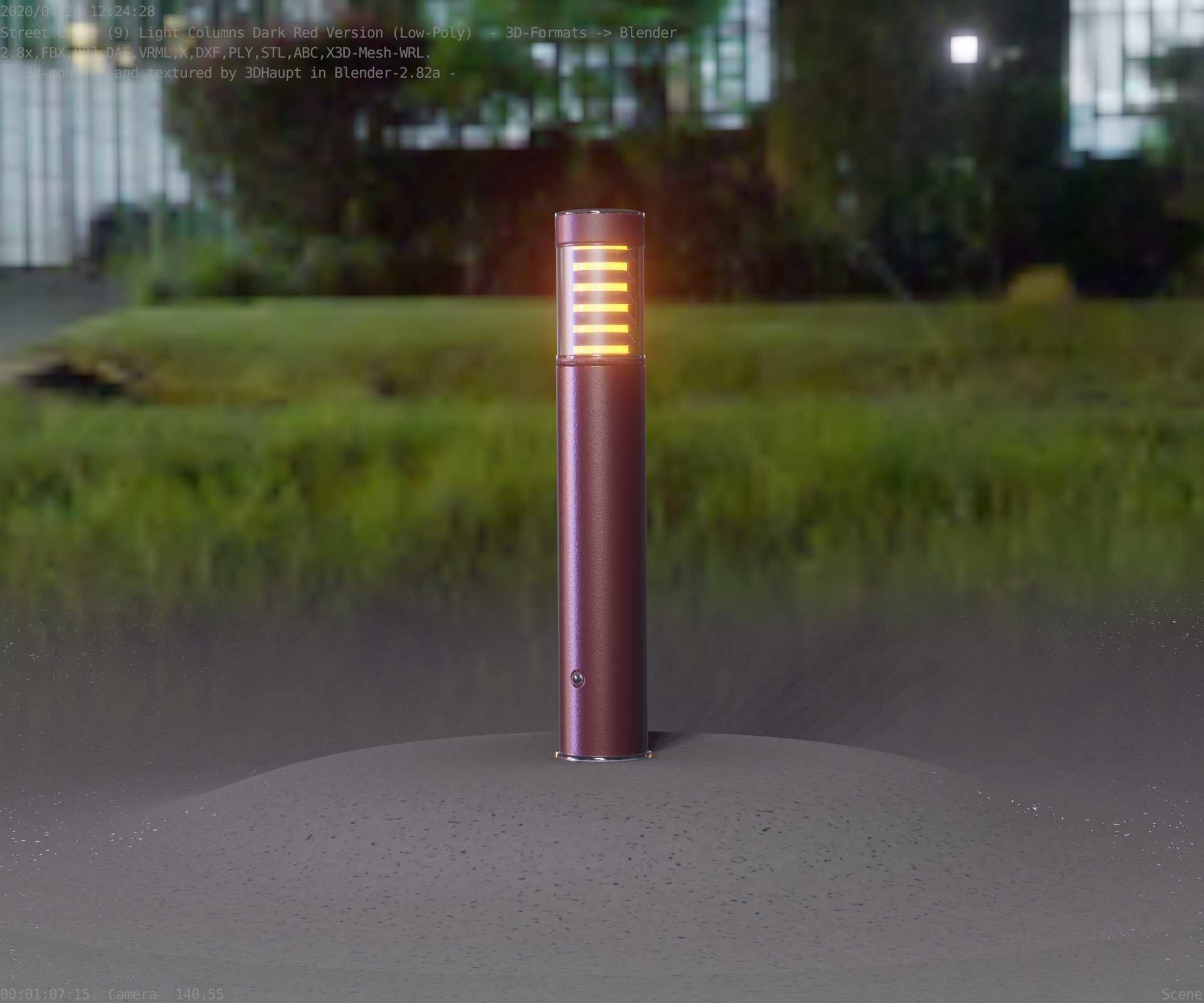 Dark Red Light-Column -17- Street-Light 9 Low-poly 3D model_23