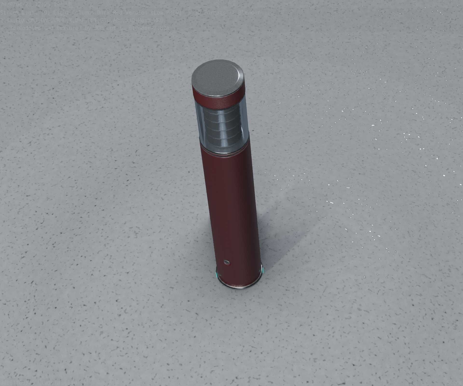 Dark Red Light-Column -17- Street-Light 9 Low-poly 3D model_76