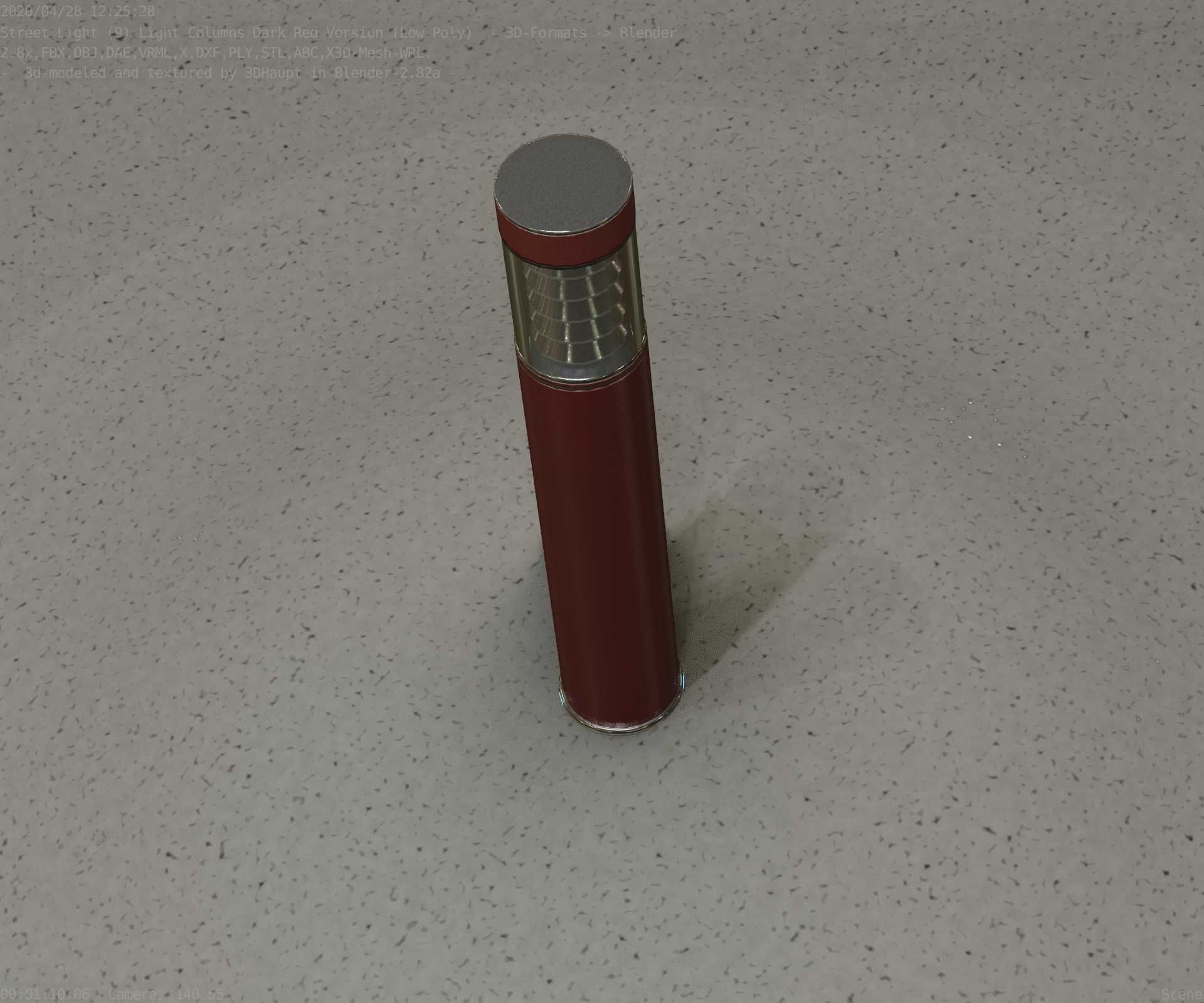 Dark Red Light-Column -17- Street-Light 9 Low-poly 3D model_86