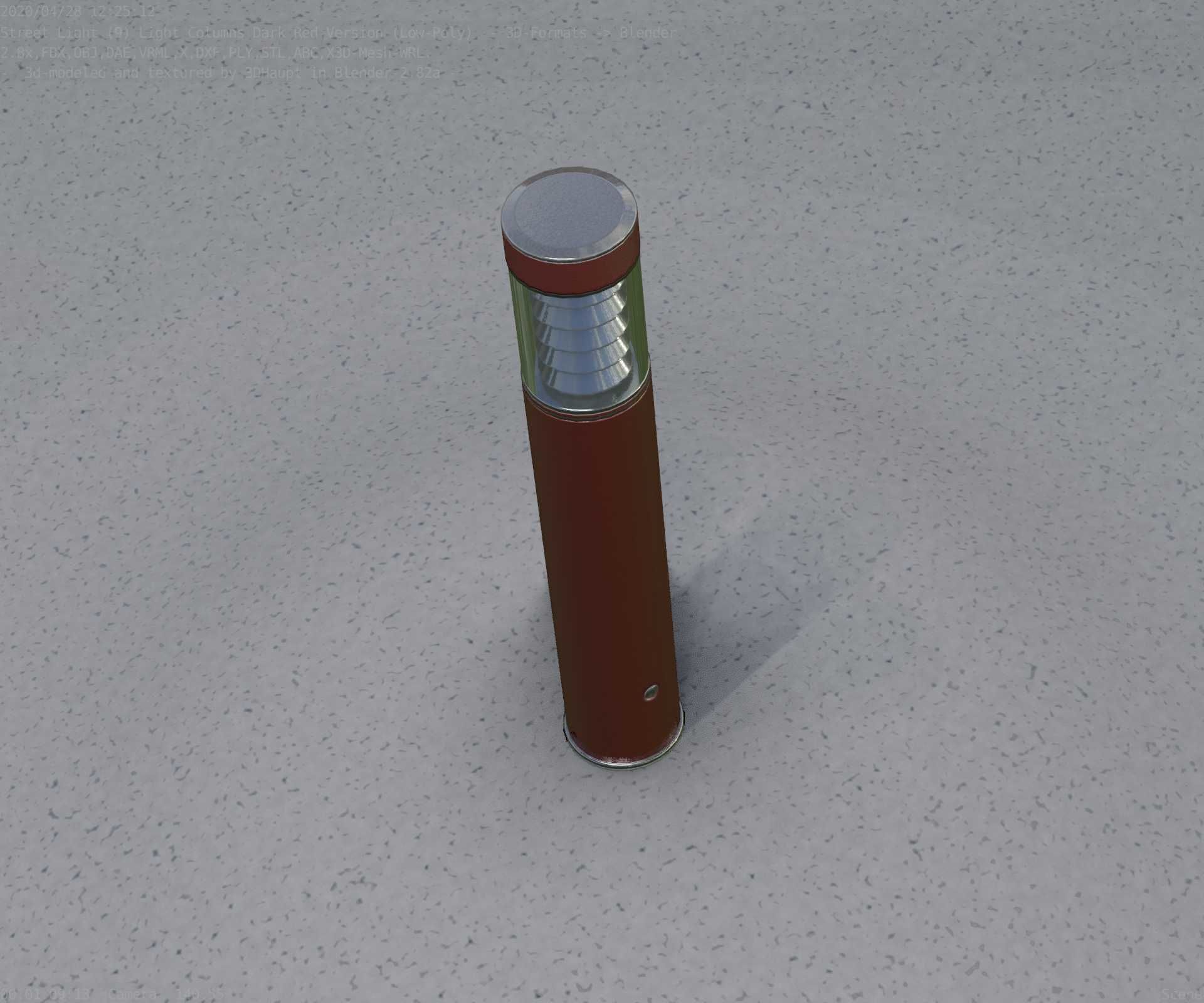 Dark Red Light-Column -17- Street-Light 9 Low-poly 3D model_69