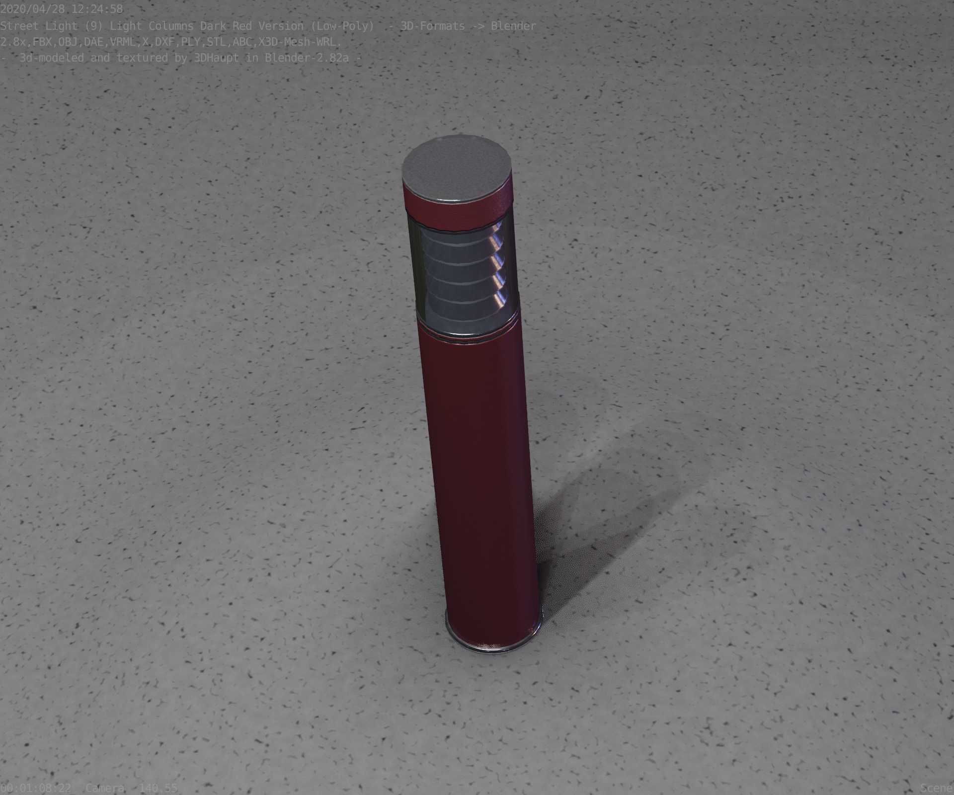 Dark Red Light-Column -17- Street-Light 9 Low-poly 3D model_54