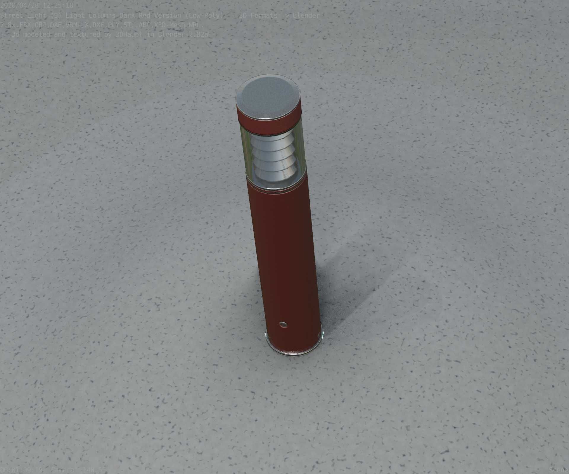 Dark Red Light-Column -17- Street-Light 9 Low-poly 3D model_75
