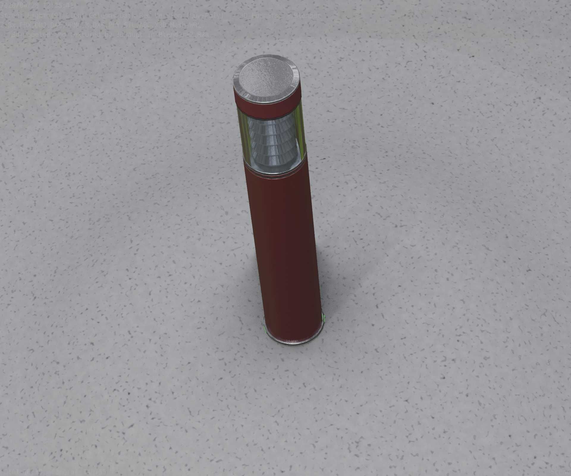 Dark Red Light-Column -17- Street-Light 9 Low-poly 3D model_99