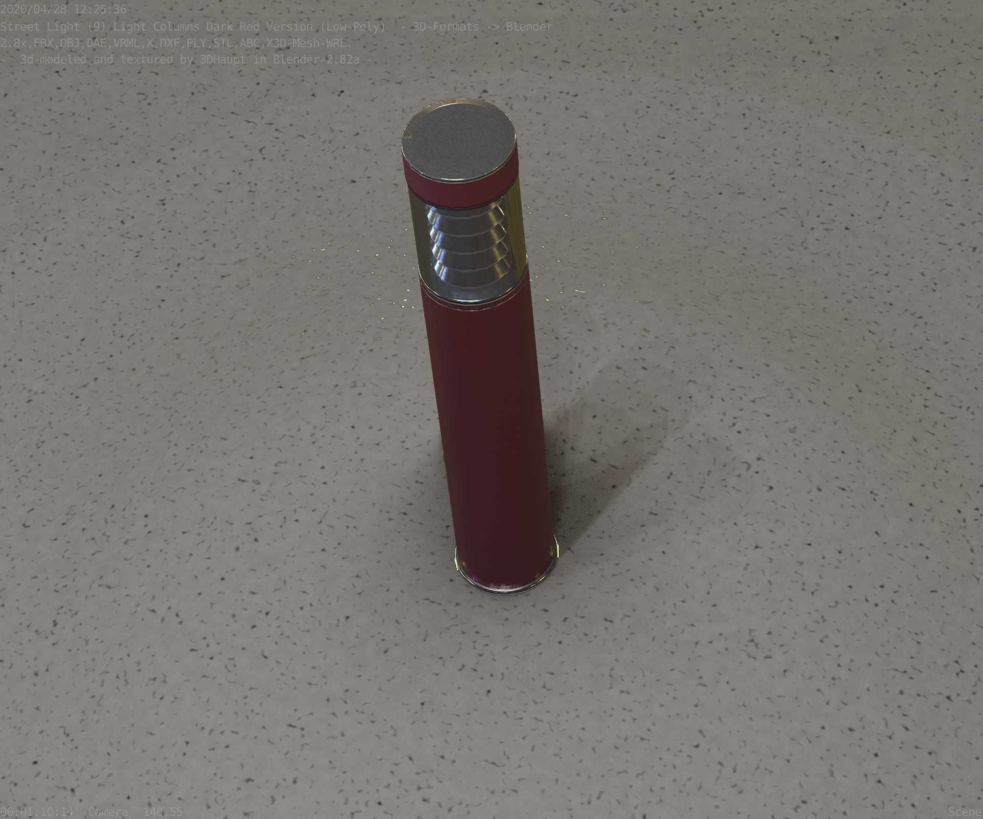 Dark Red Light-Column -17- Street-Light 9 Low-poly 3D model_94