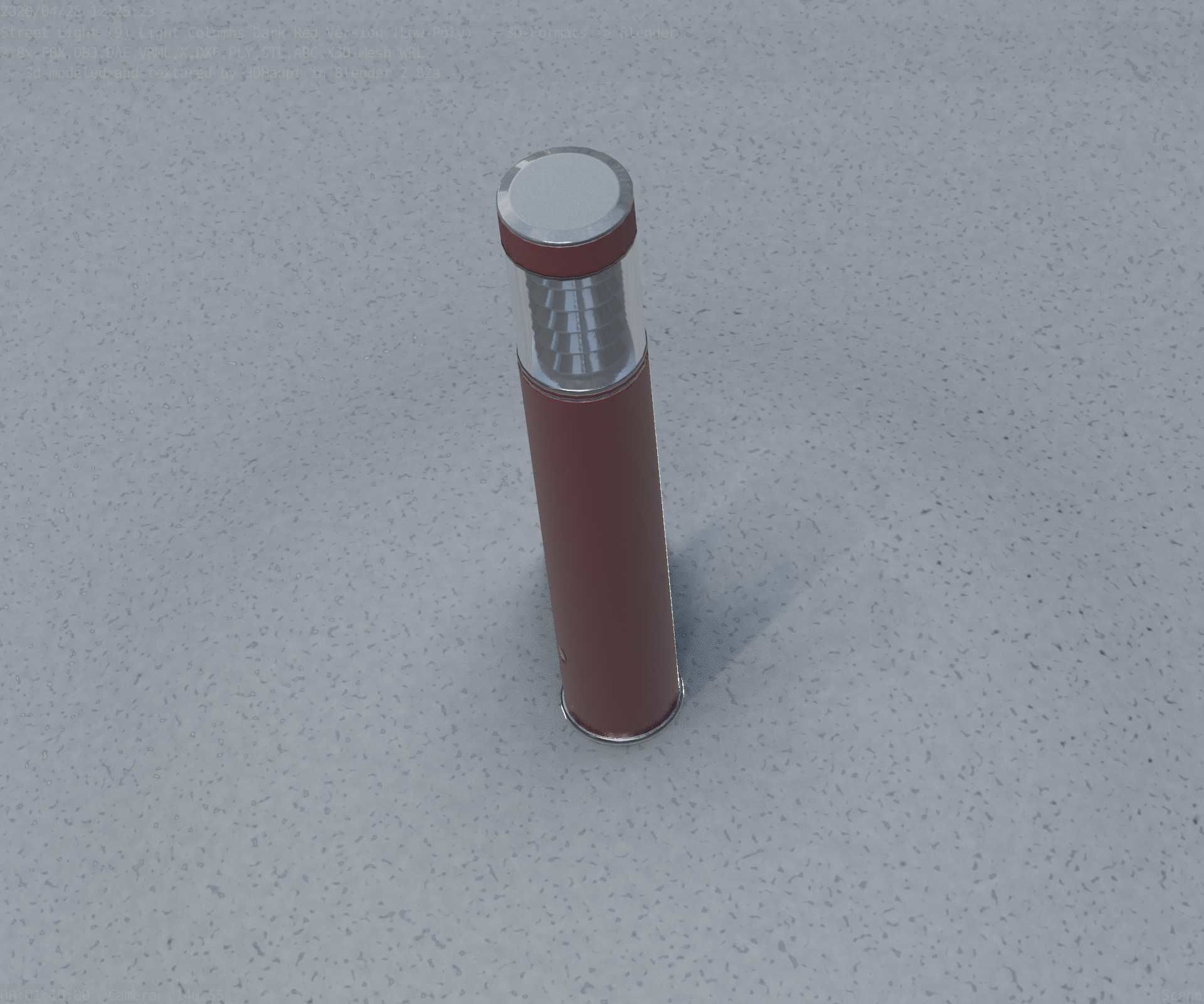 Dark Red Light-Column -17- Street-Light 9 Low-poly 3D model_80