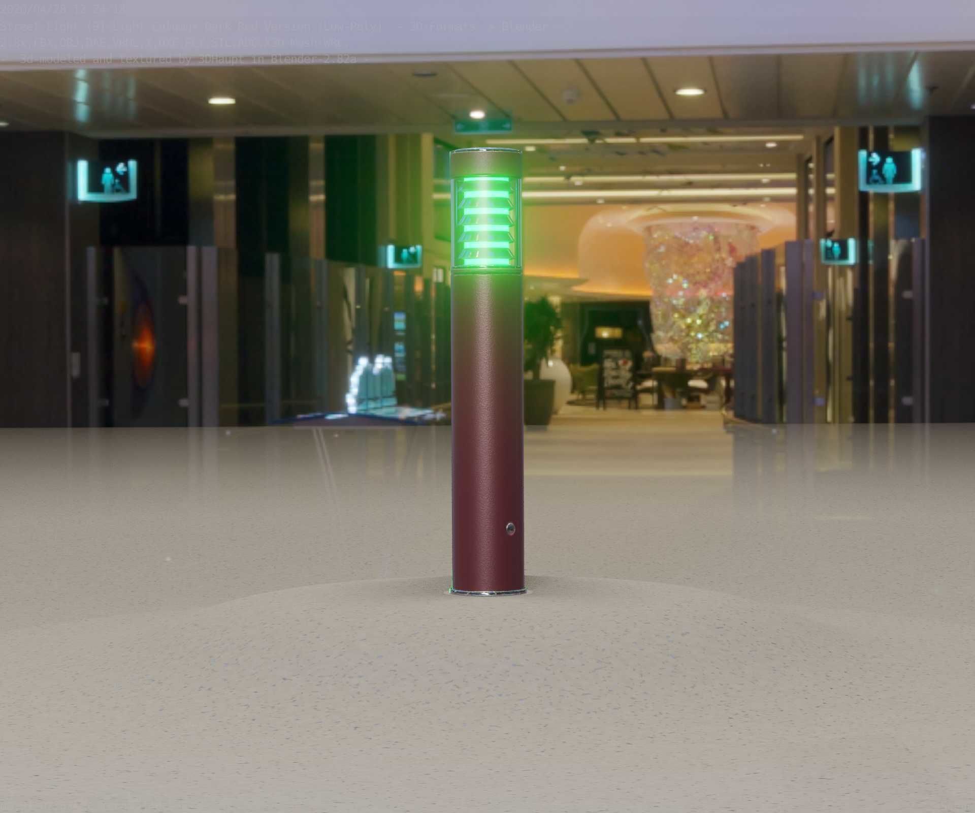 Dark Red Light-Column -17- Street-Light 9 Low-poly 3D model_13