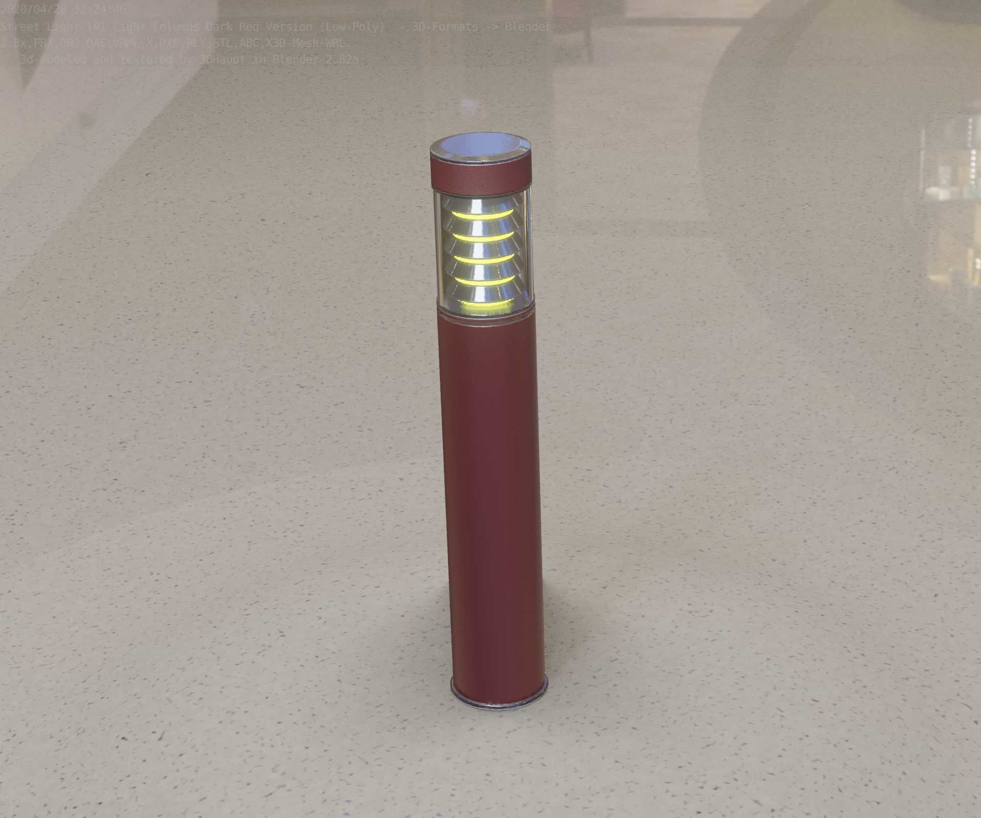 Dark Red Light-Column -17- Street-Light 9 Low-poly 3D model_42