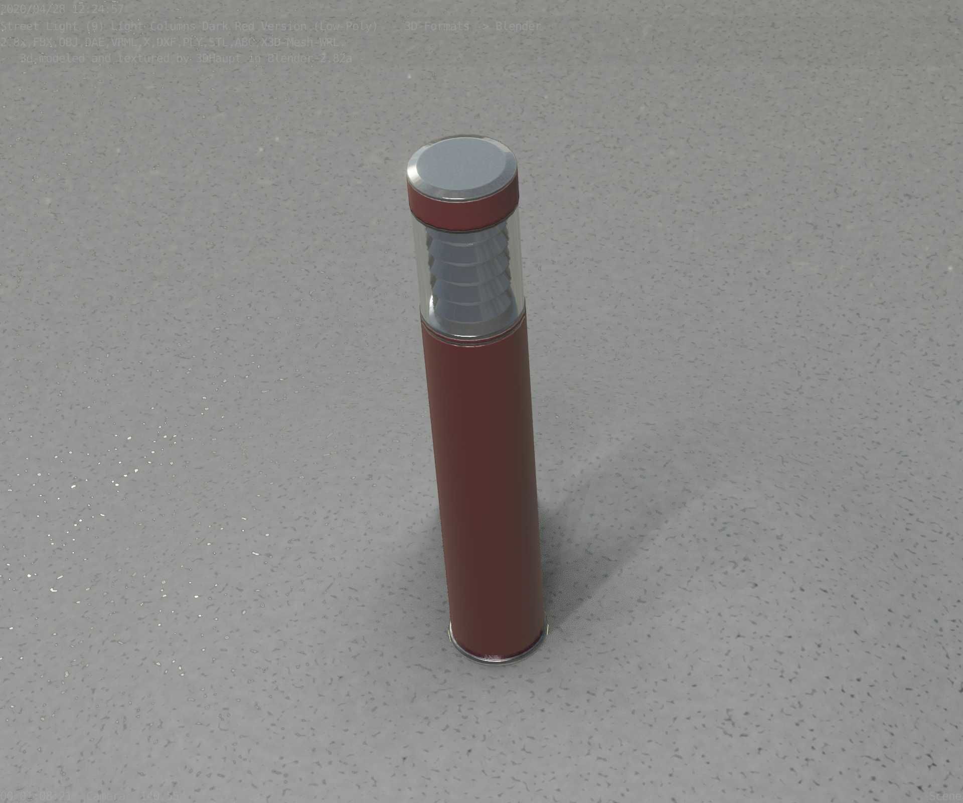 Dark Red Light-Column -17- Street-Light 9 Low-poly 3D model_53