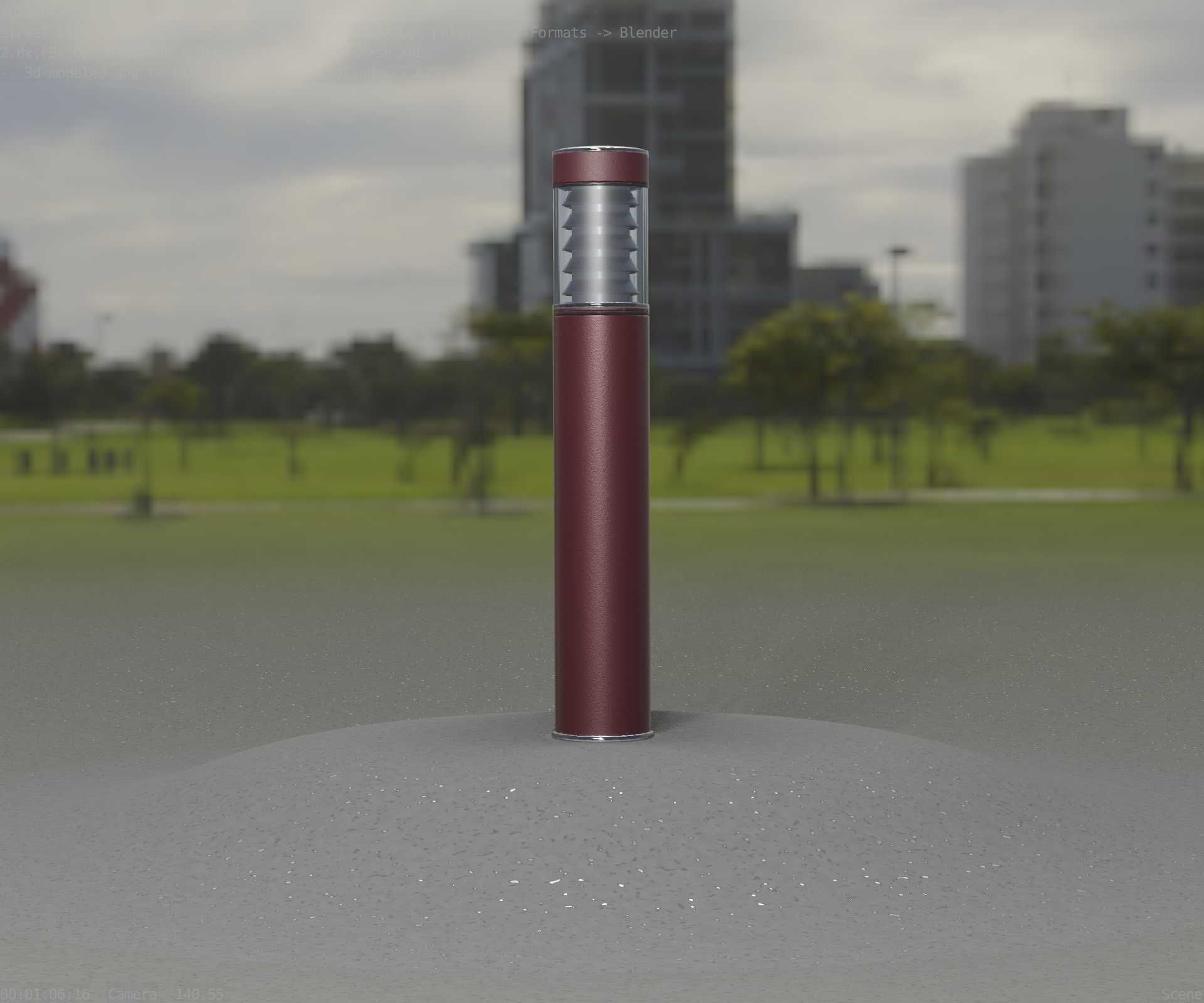 Dark Red Light-Column -17- Street-Light 9 Low-poly 3D model_3