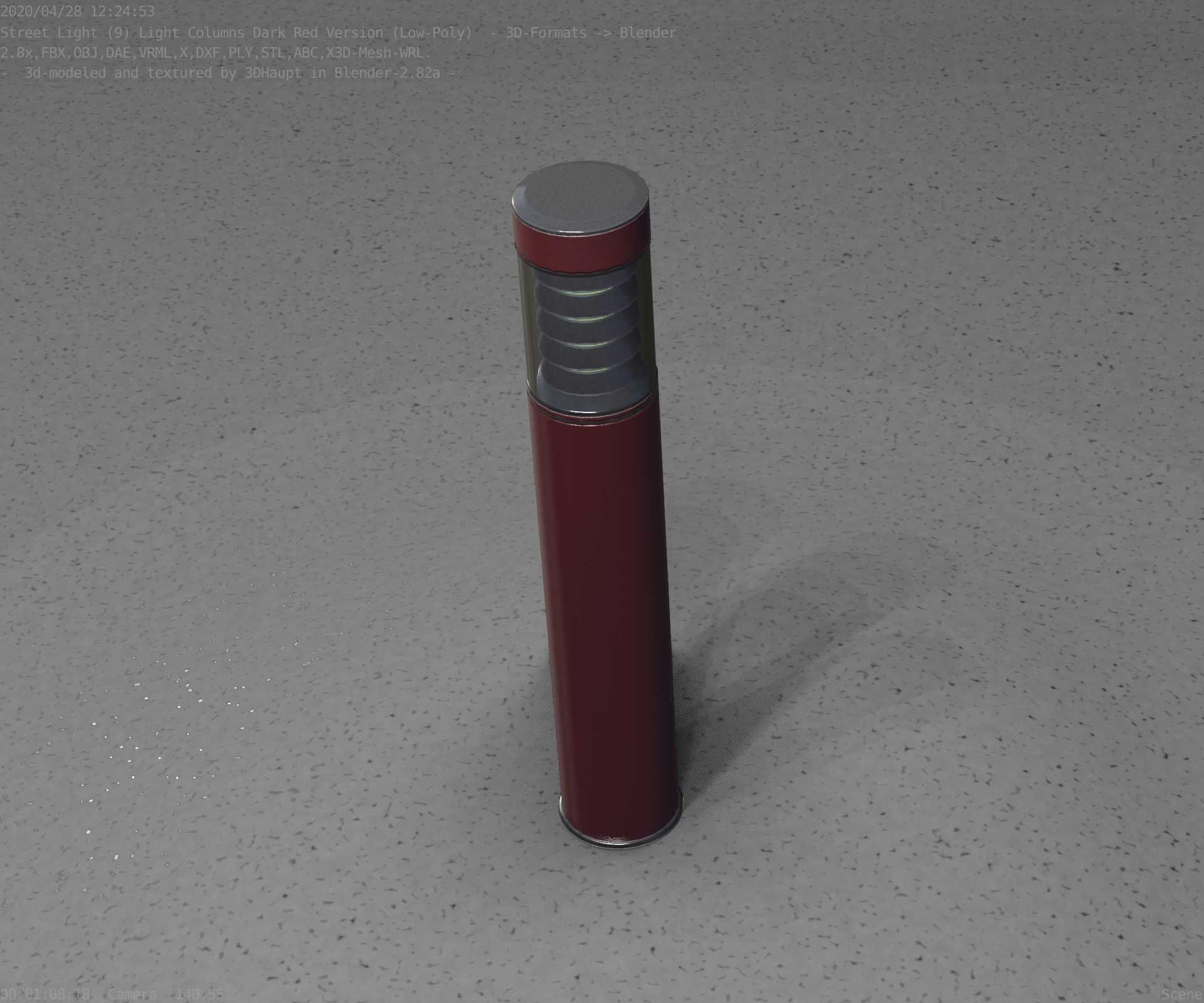 Dark Red Light-Column -17- Street-Light 9 Low-poly 3D model_50
