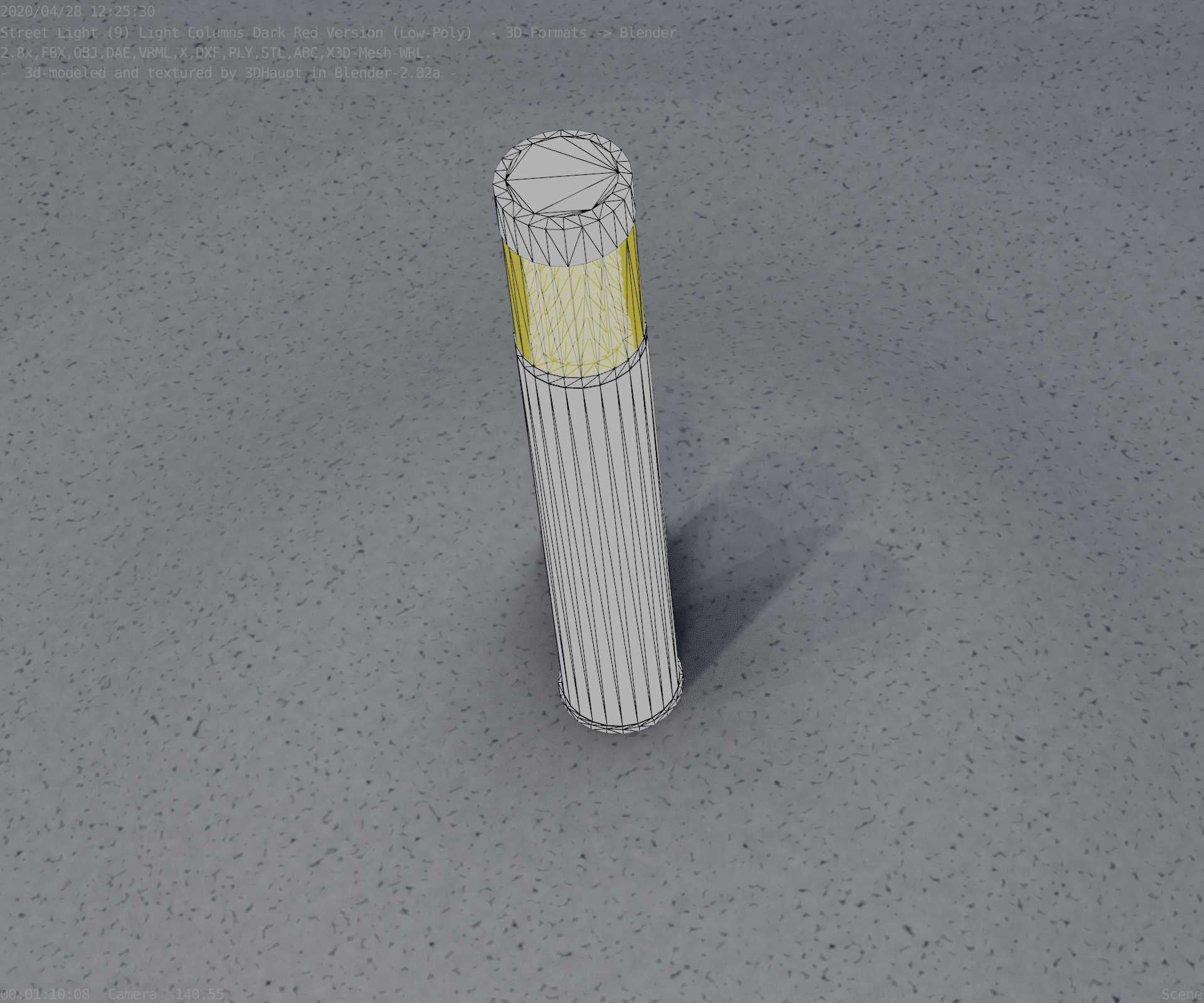 Dark Red Light-Column -17- Street-Light 9 Low-poly 3D model_88