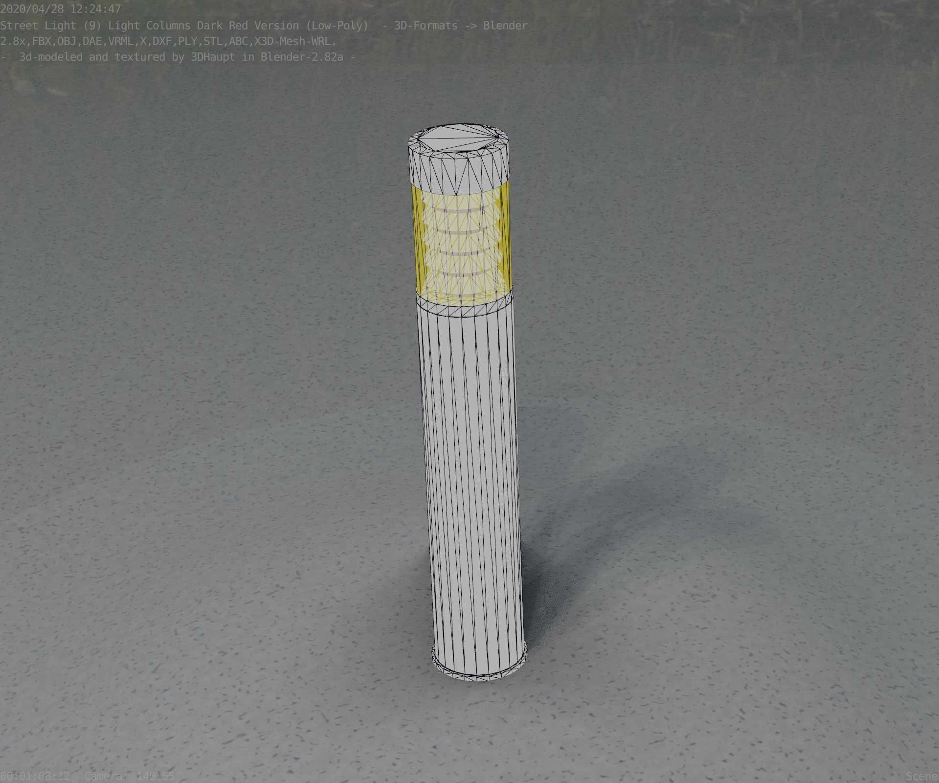 Dark Red Light-Column -17- Street-Light 9 Low-poly 3D model_44