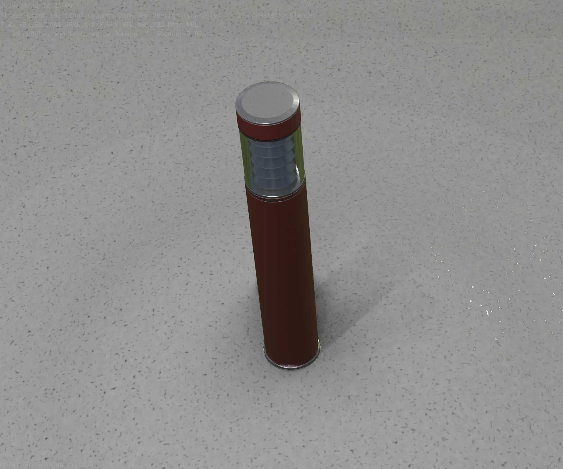 Dark Red Light-Column -17- Street-Light 9 Low-poly 3D model_62