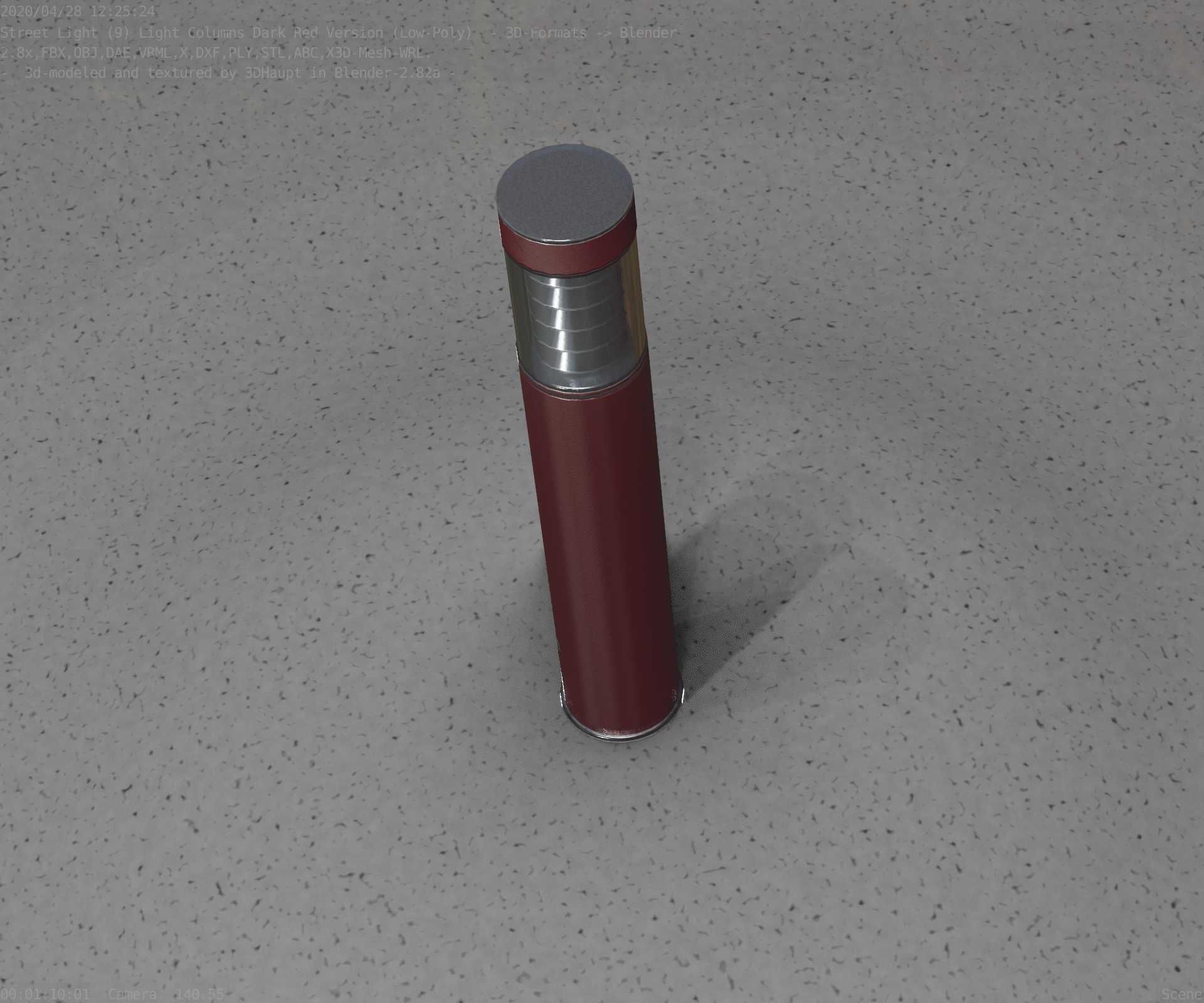 Dark Red Light-Column -17- Street-Light 9 Low-poly 3D model_81