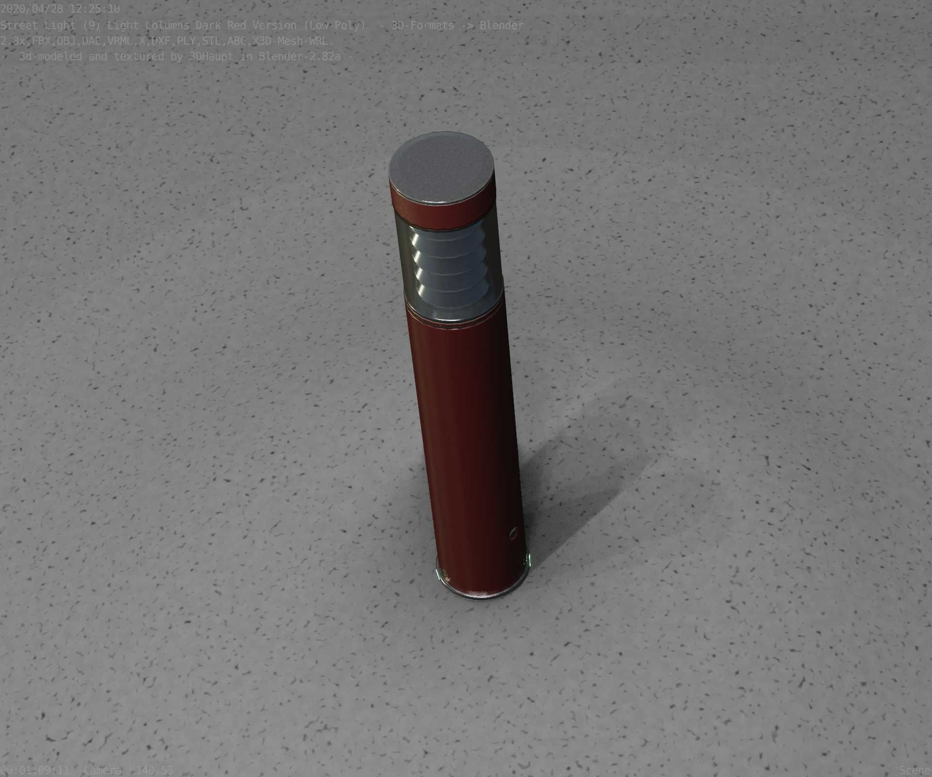 Dark Red Light-Column -17- Street-Light 9 Low-poly 3D model_67