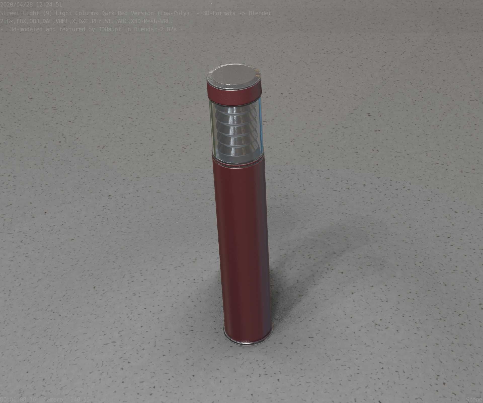 Dark Red Light-Column -17- Street-Light 9 Low-poly 3D model_48