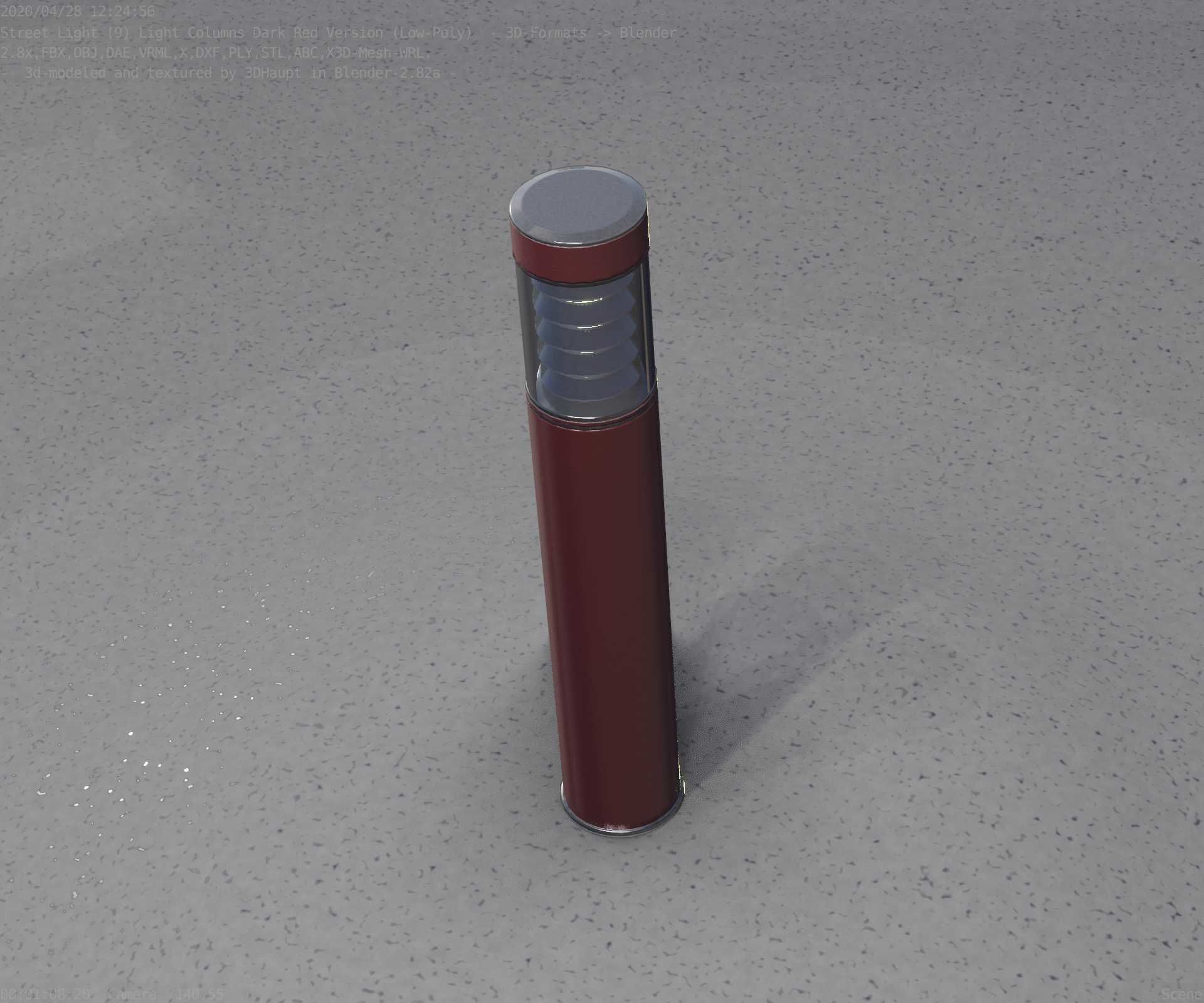 Dark Red Light-Column -17- Street-Light 9 Low-poly 3D model_52