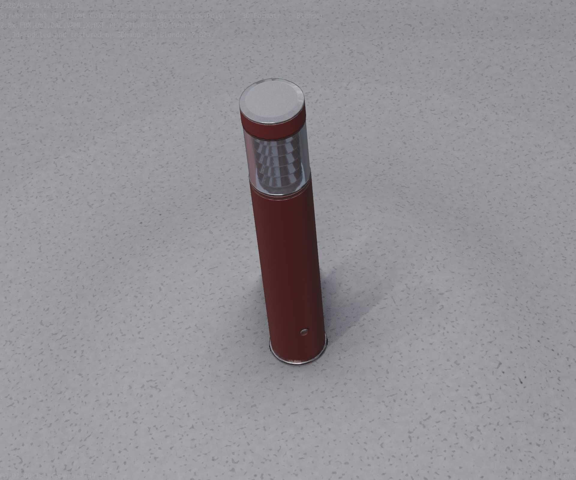 Dark Red Light-Column -17- Street-Light 9 Low-poly 3D model_71