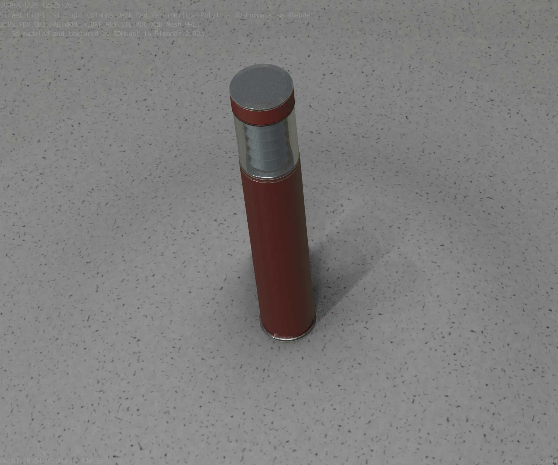 Dark Red Light-Column -17- Street-Light 9 Low-poly 3D model_84