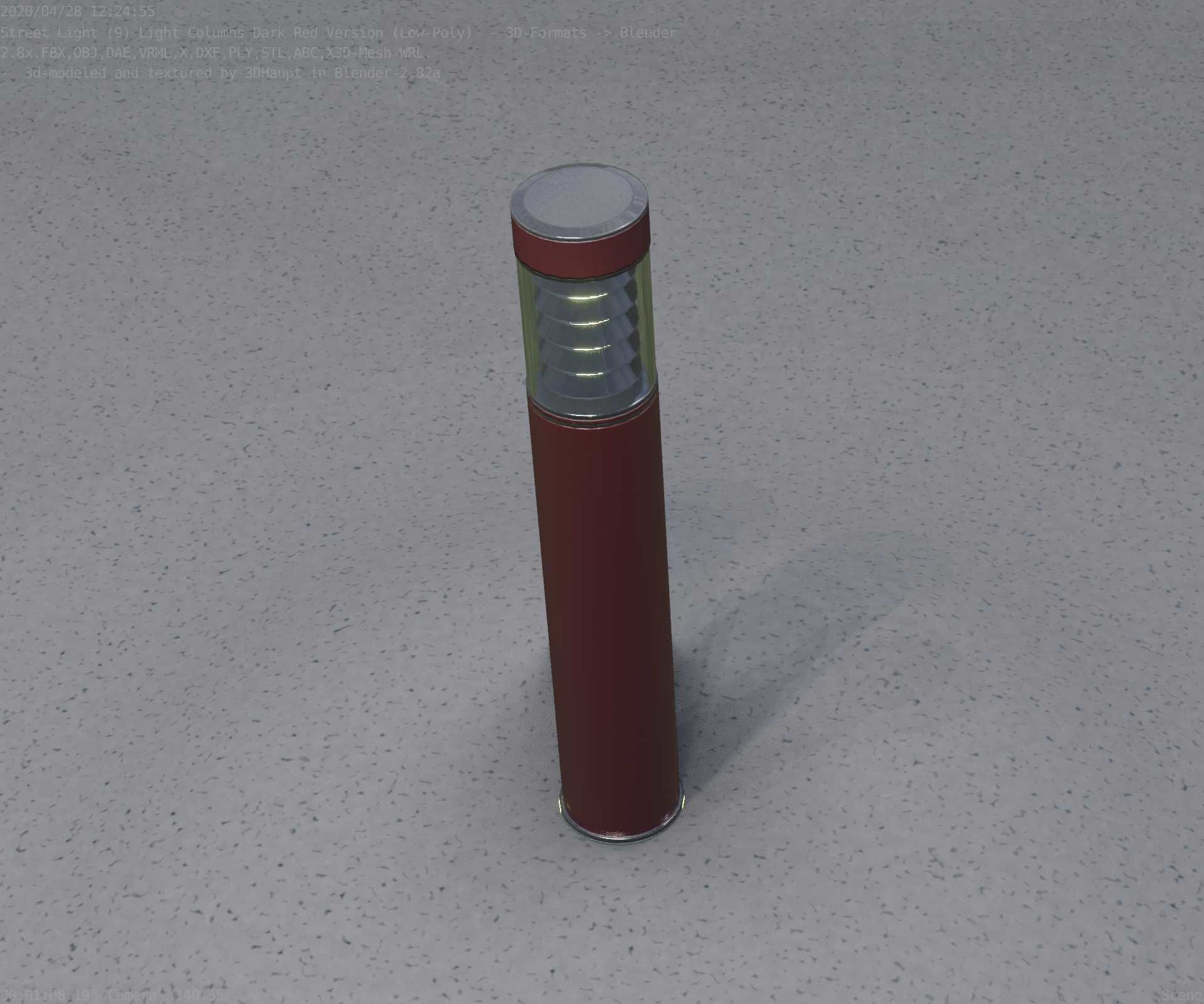 Dark Red Light-Column -17- Street-Light 9 Low-poly 3D model_51