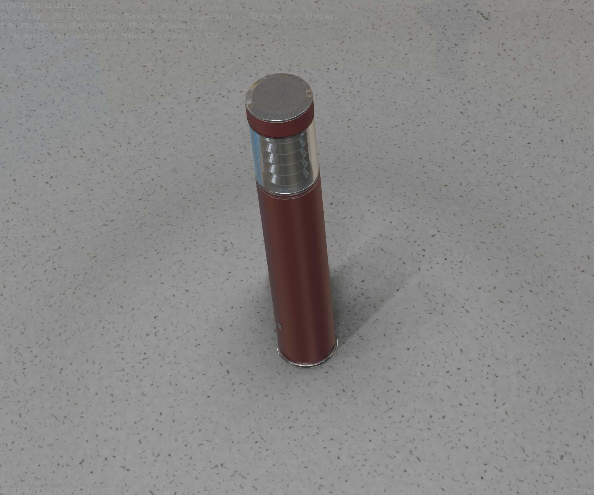 Dark Red Light-Column -17- Street-Light 9 Low-poly 3D model_79