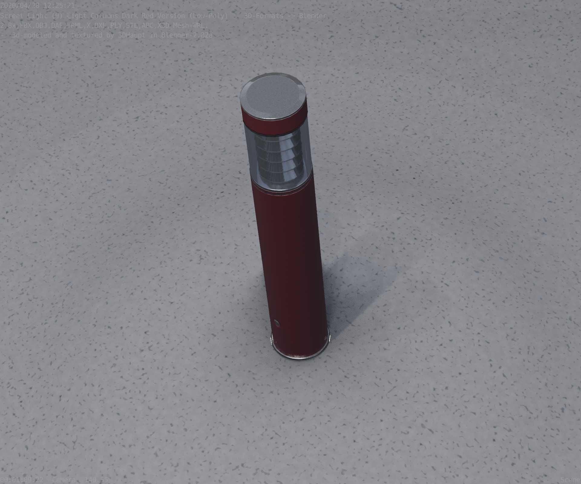 Dark Red Light-Column -17- Street-Light 9 Low-poly 3D model_78