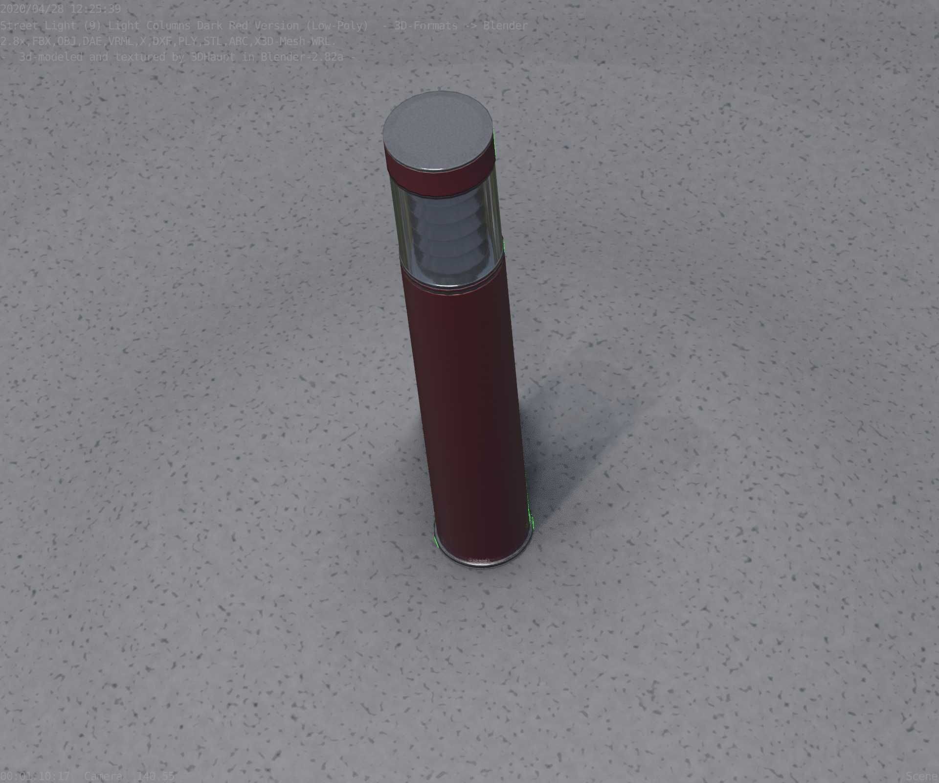 Dark Red Light-Column -17- Street-Light 9 Low-poly 3D model_97